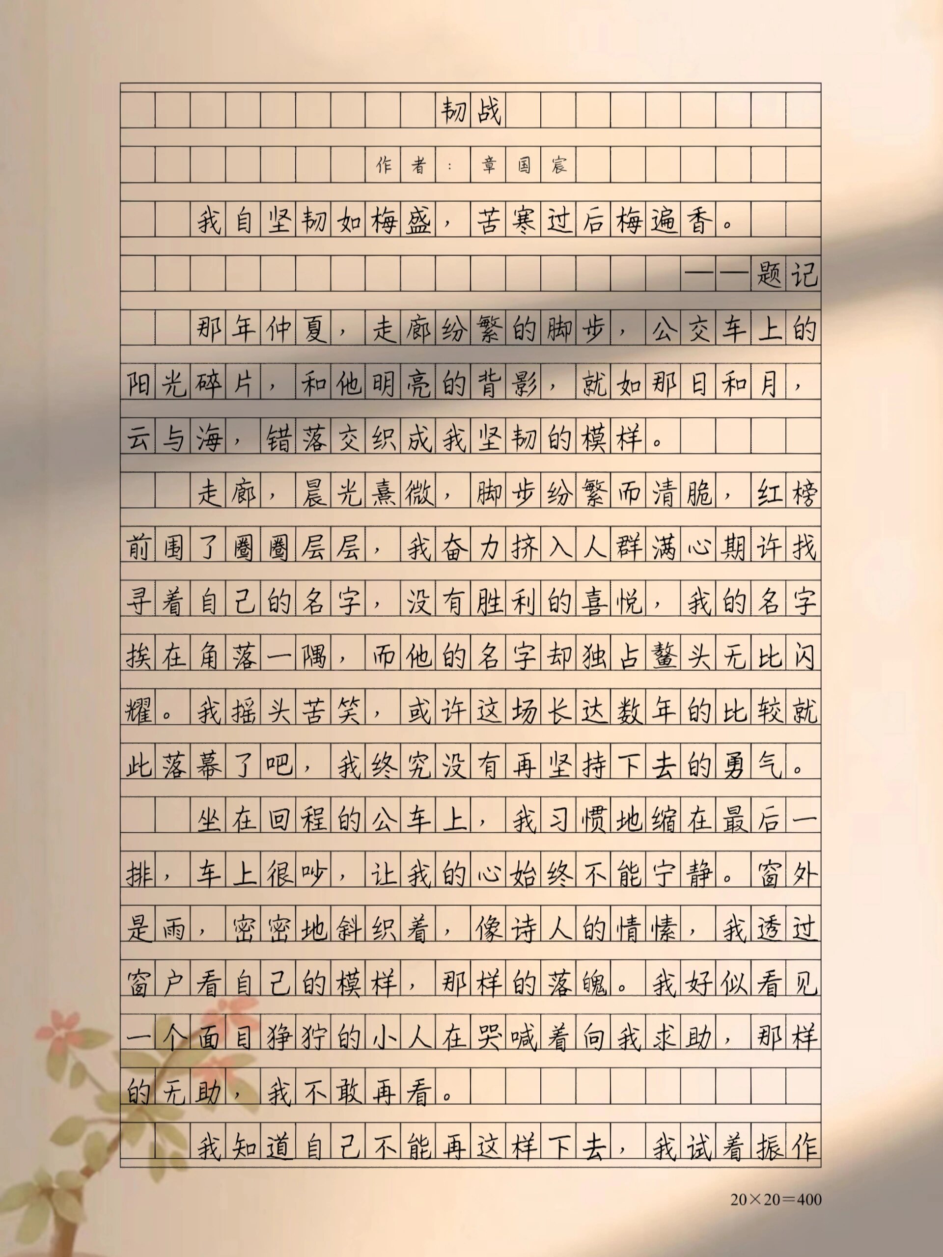 青春励志作文摘抄《韧战》