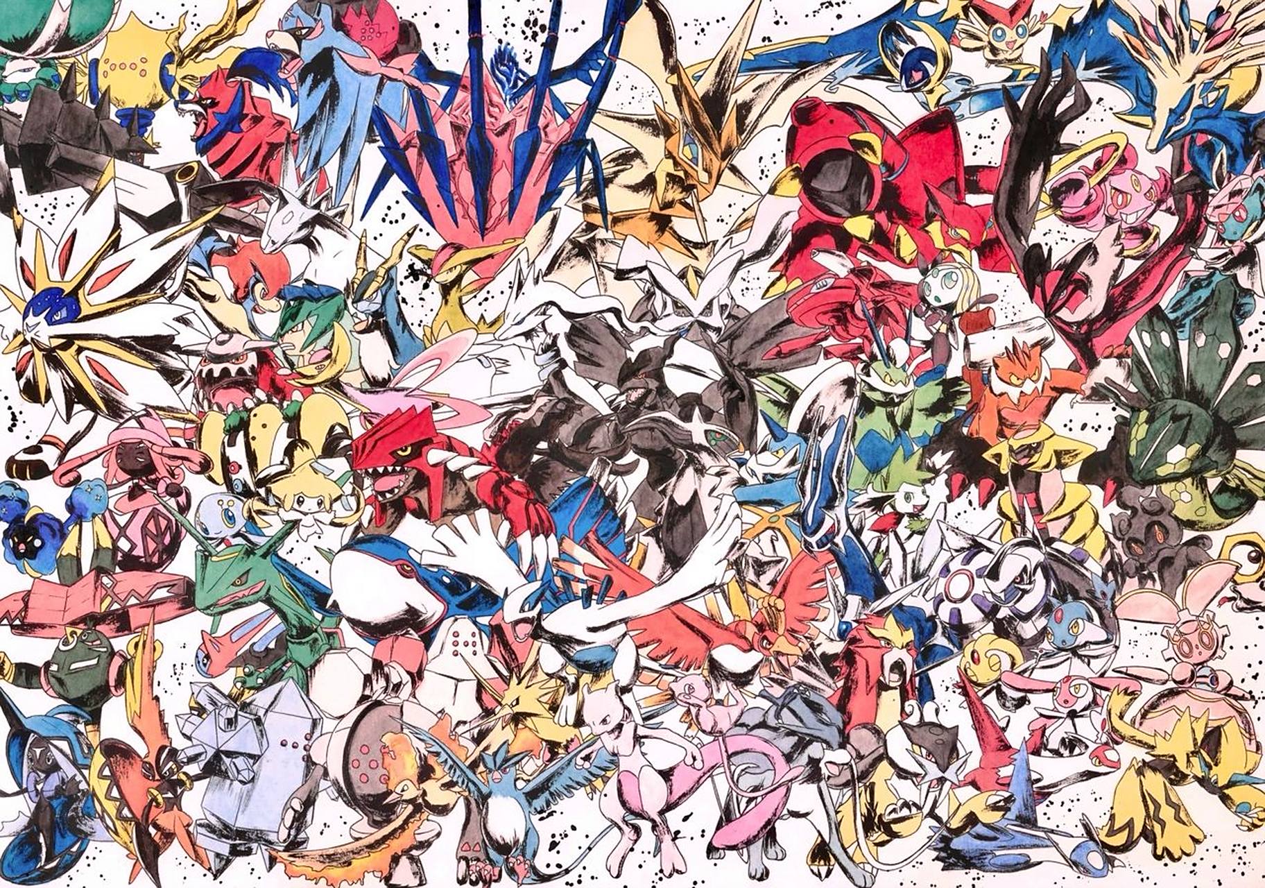 宝可梦墨绘-神兽合集 包含1-8代神兽,个别几个神兽