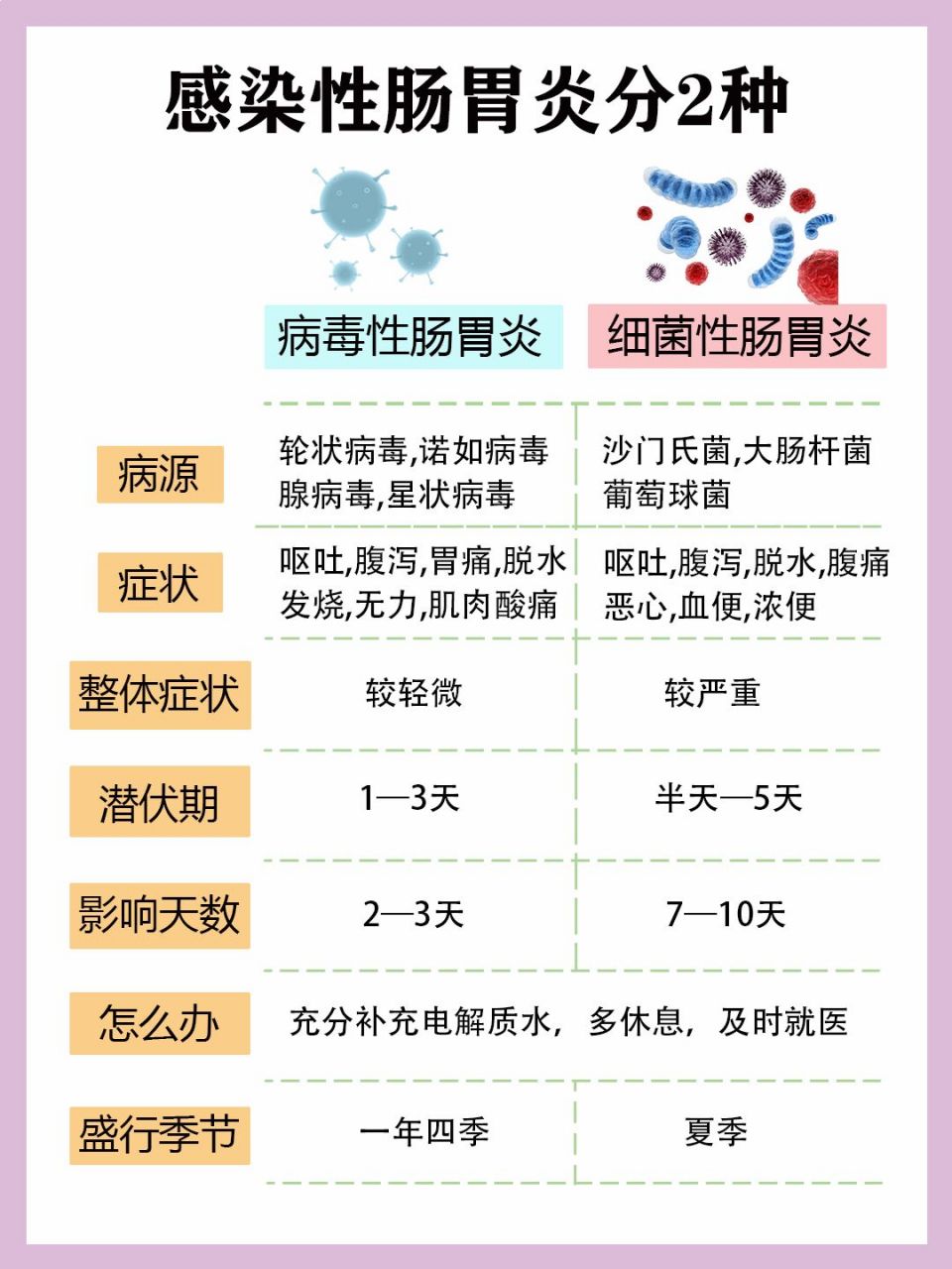 感染性肠胃炎分2种:病毒性和细菌性肠胃炎
