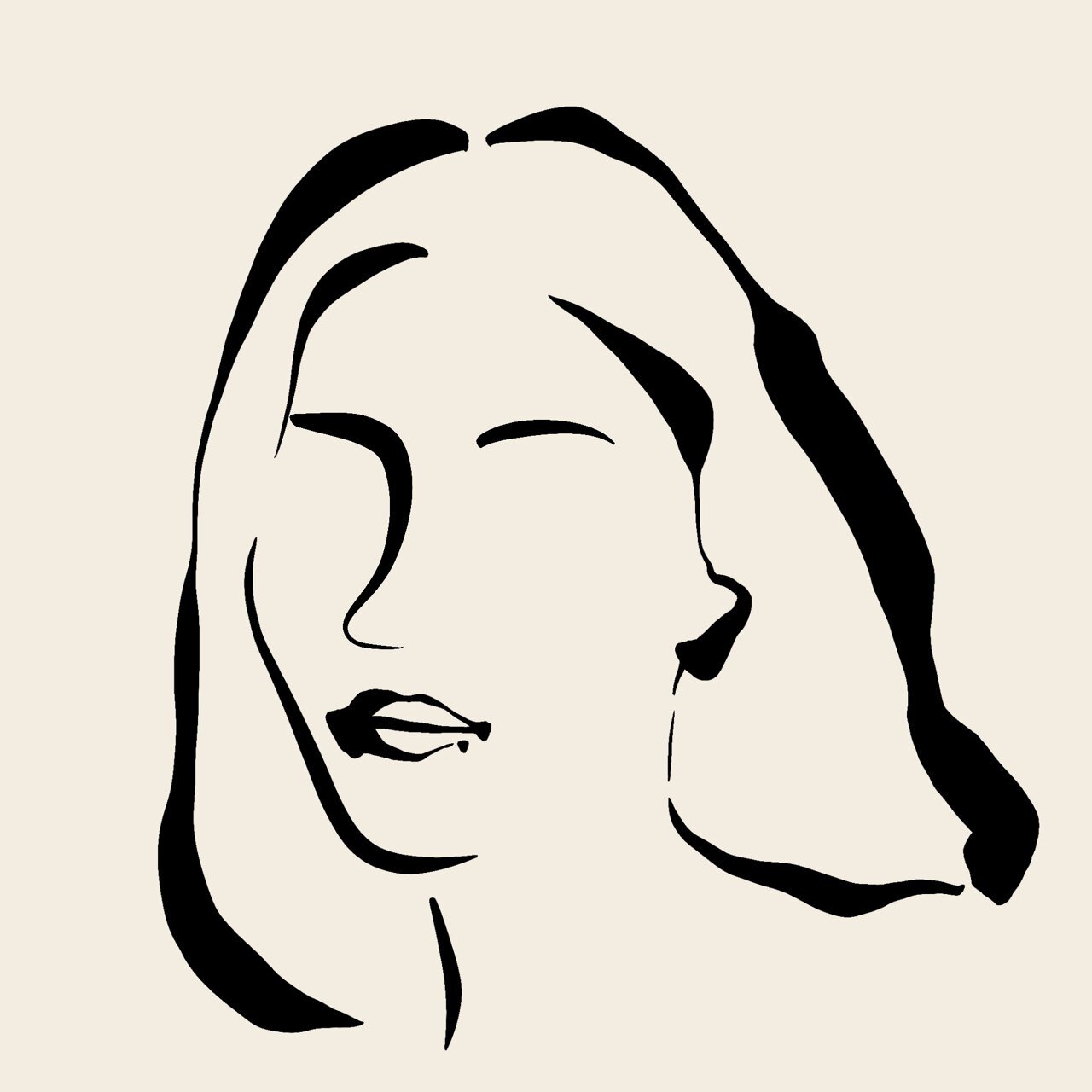 黑白极简线条画97高级女生头像简约炫酷壁纸 这次的画风很随性 还