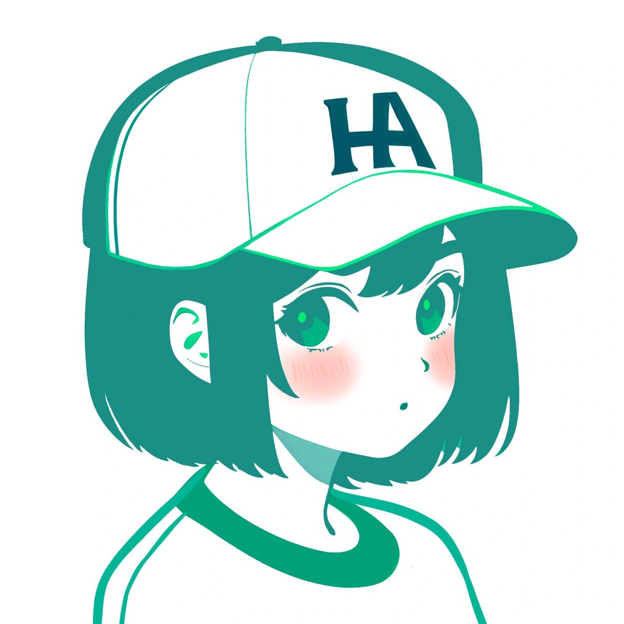 蓝绿色极简风格头像一组