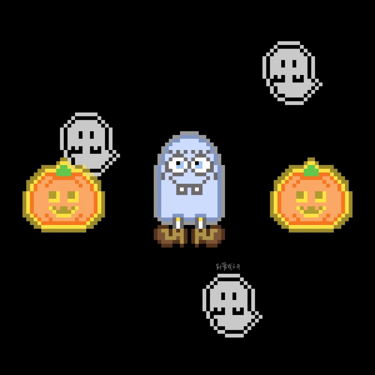 【像素】万圣节の海绵宝宝 32x32 图源网络 #像素画# #像素图# #像素