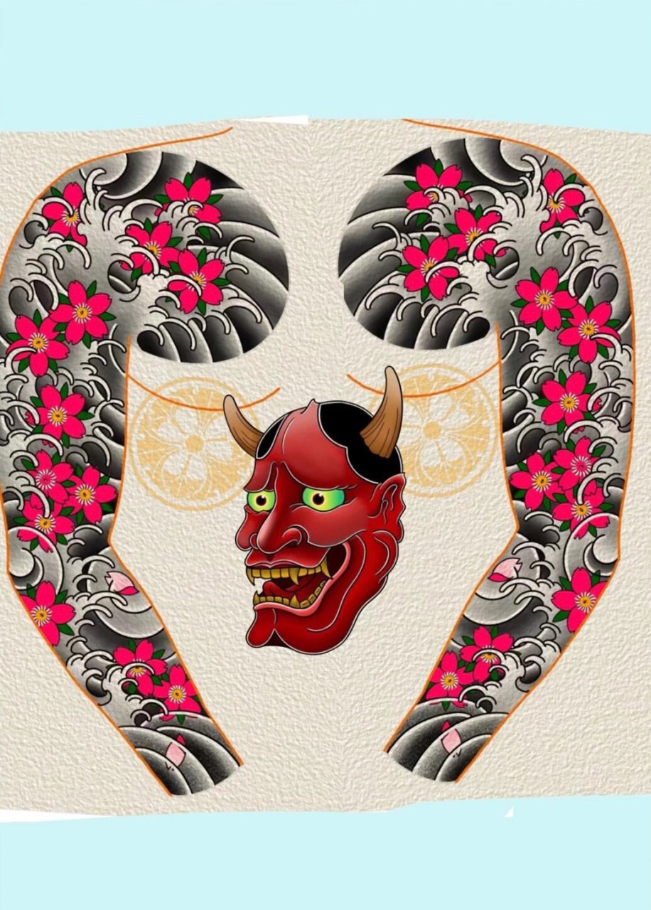 双半甲花臂纹身手稿 双半甲花臂纹身手稿