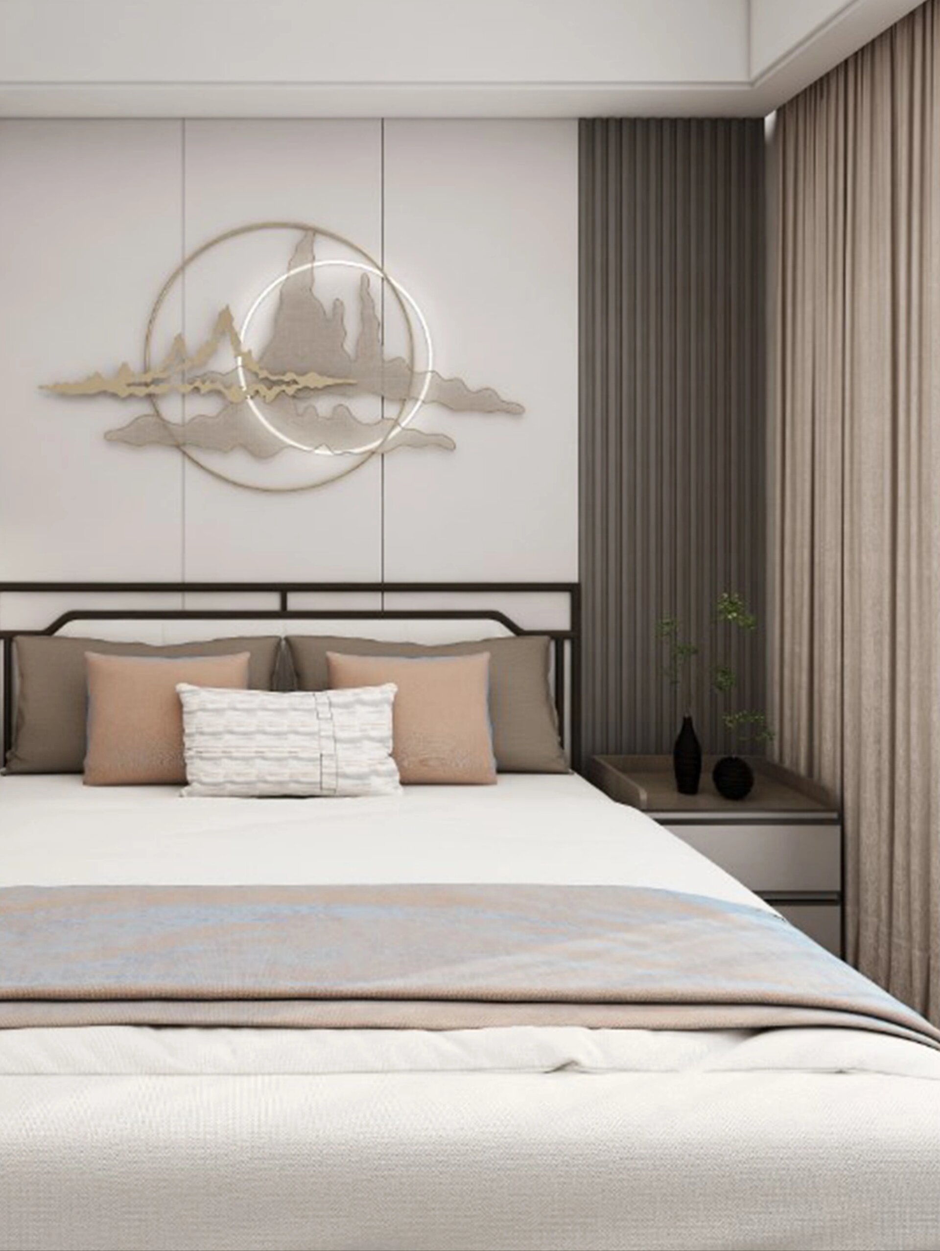 装修灵感:新中式卧室背景墙设计～ 分享8套新中式卧室床头背景墙设计