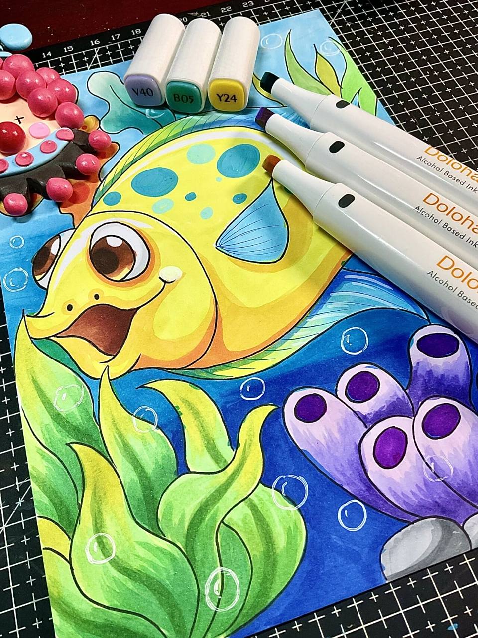 马克笔儿童画—《小丑鱼4》