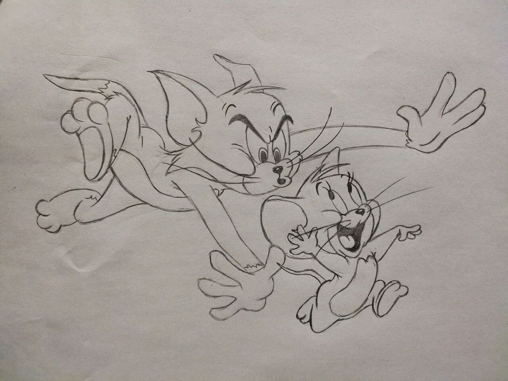 猫和老鼠手绘铅笔图片