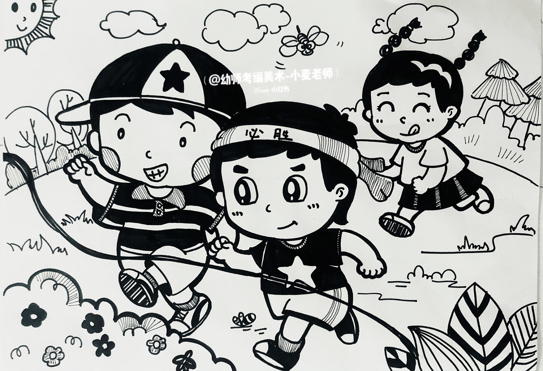 我爱运动》,《精彩瞬间》,《幼儿园的运动会》 参考的是一本书里的画