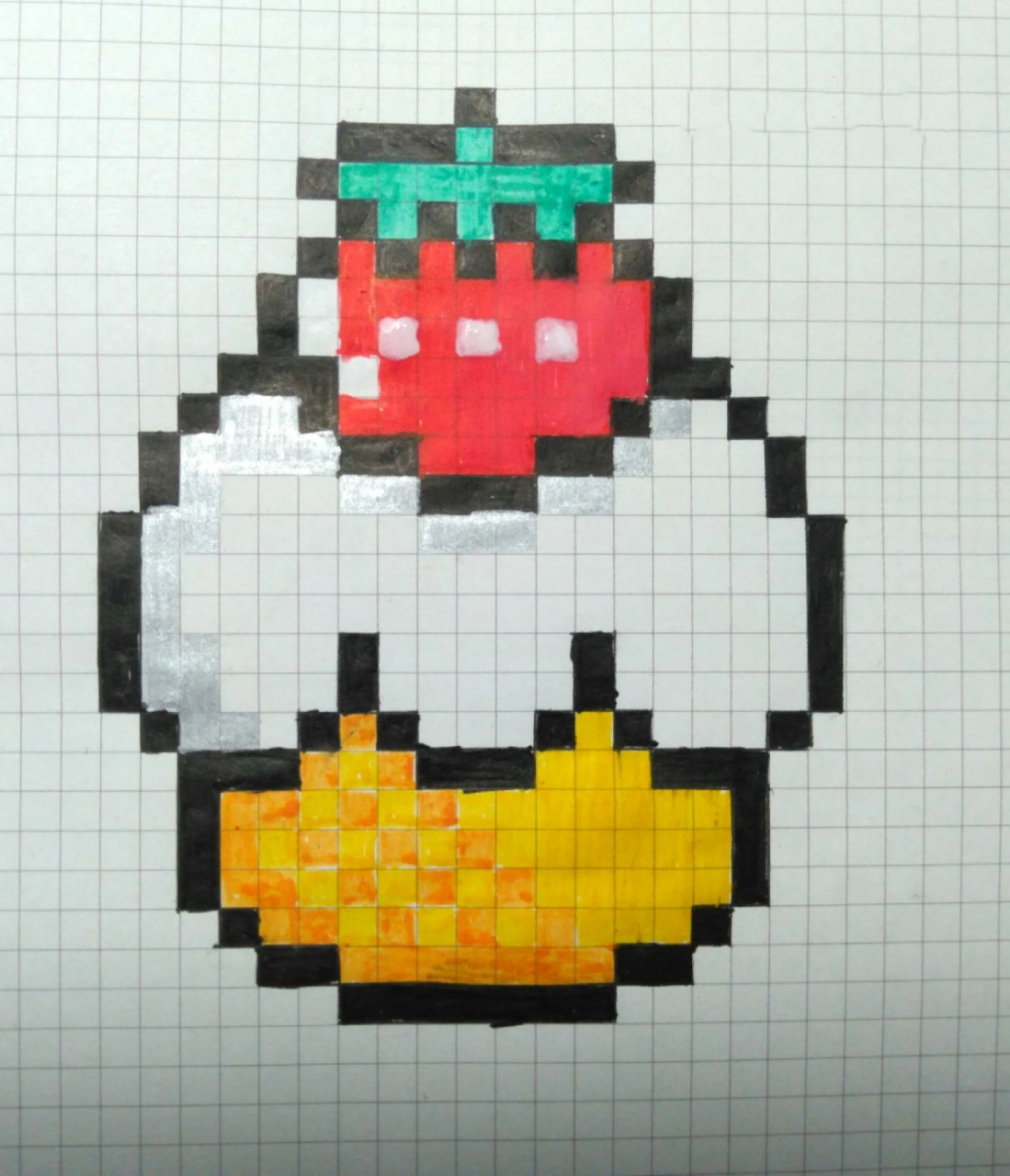 格子画(临摹)草莓蛋糕