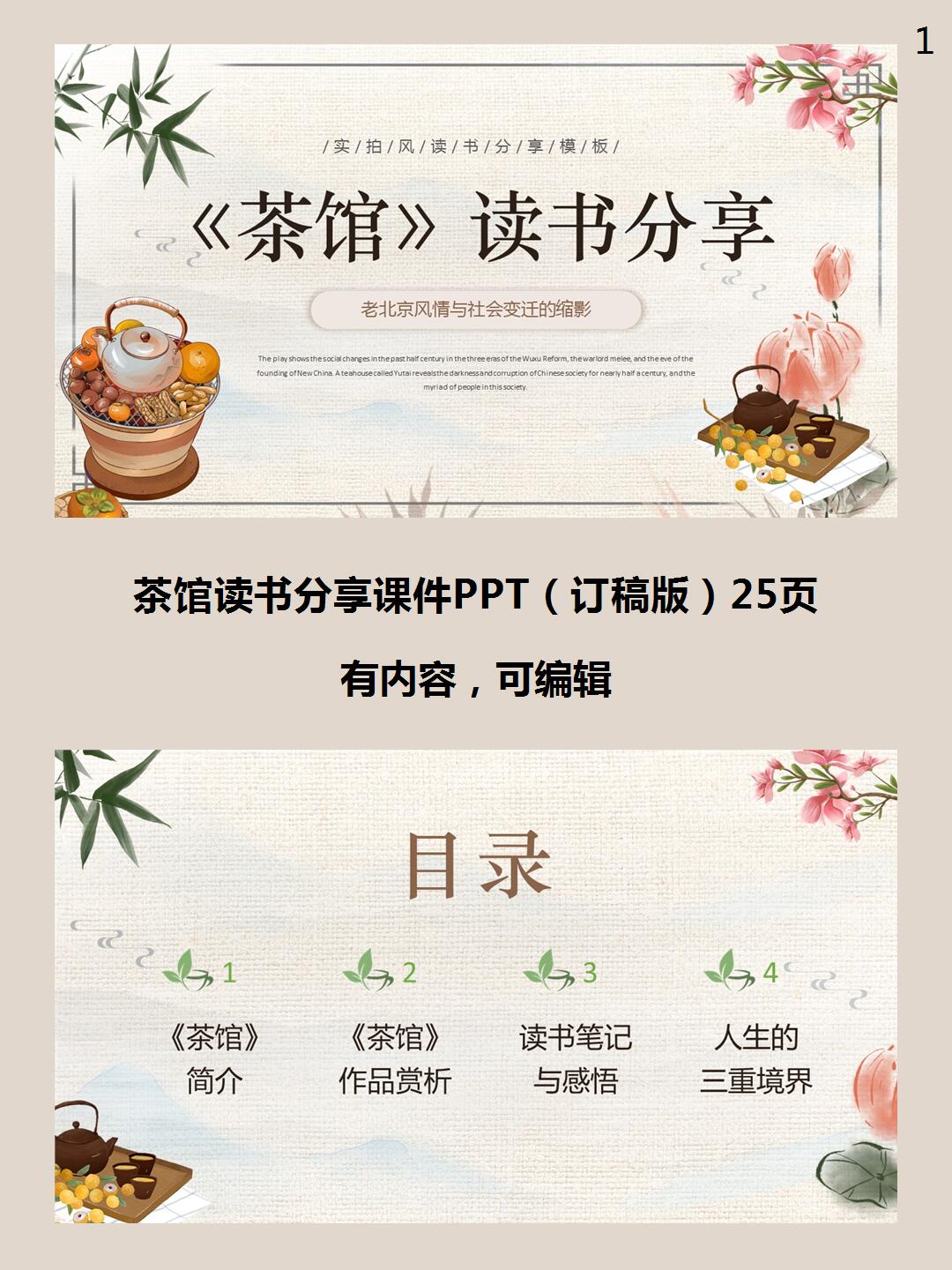 茶馆读书分享课件ppt