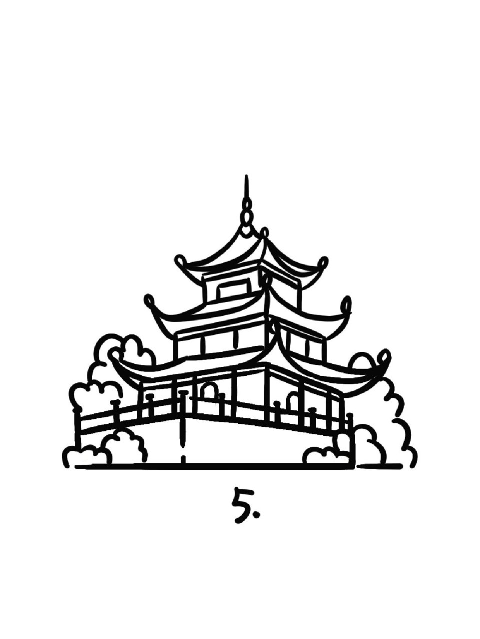 如何画贵阳甲秀楼|地标建筑简笔画教程51 地标建筑第51阁--甲秀楼