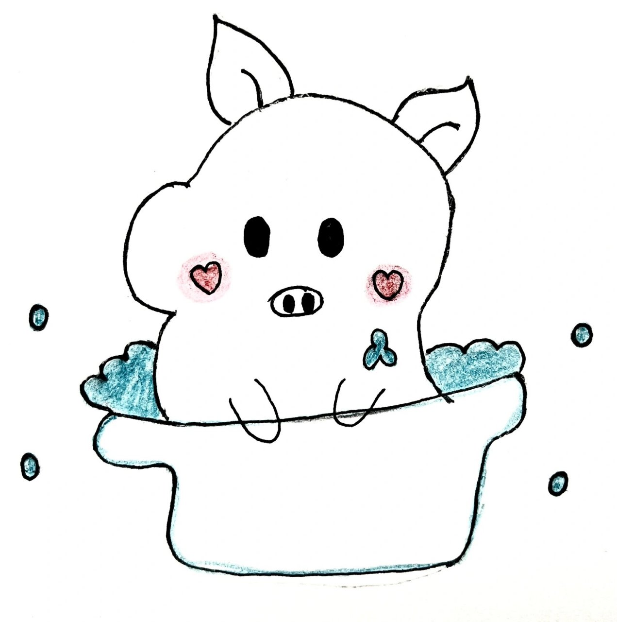 爱洗澡的猪猪 简笔画 教程 每日打卡28