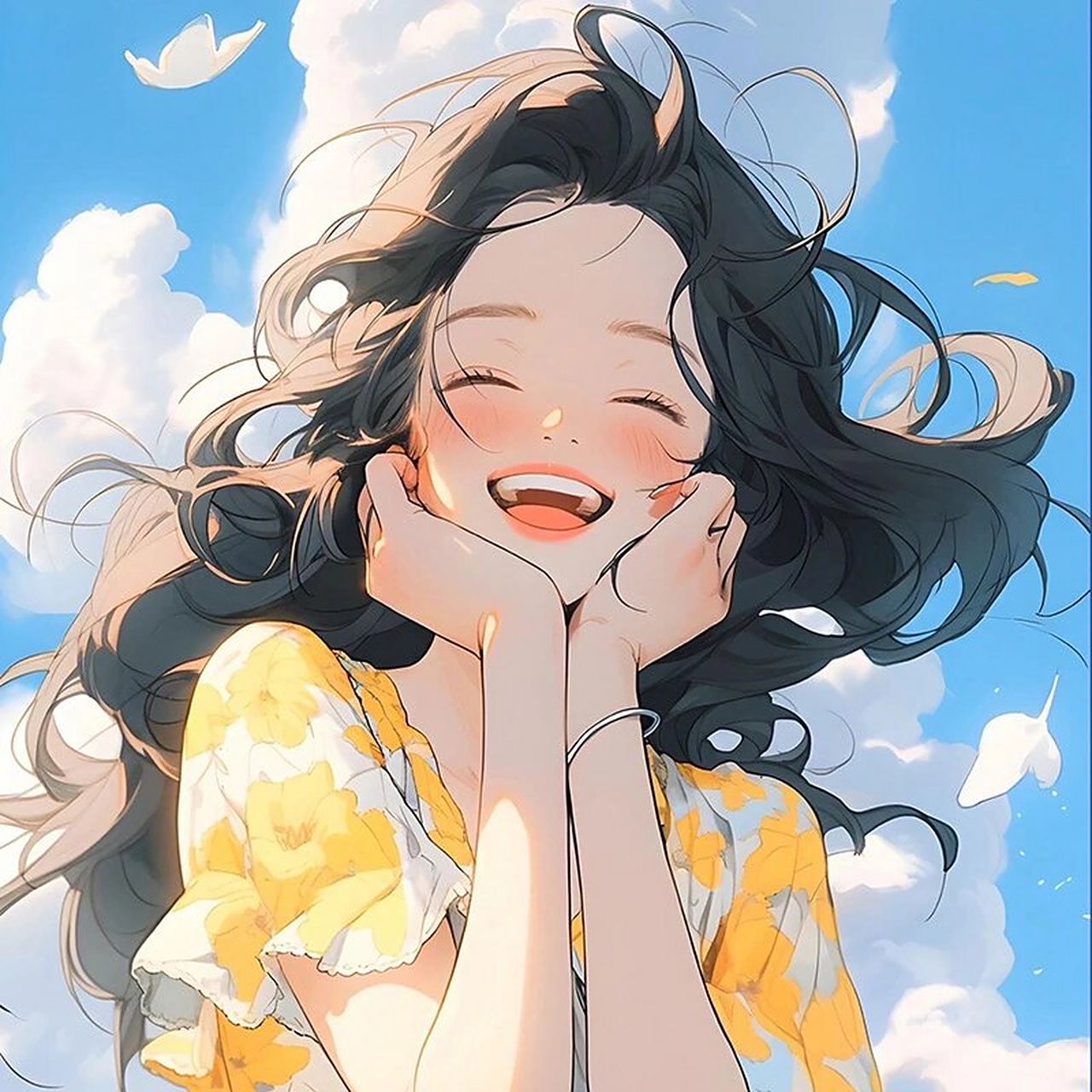 今日头像-像阳光一样明媚的女孩 看起来就很夏天的女头 蓝天,白云