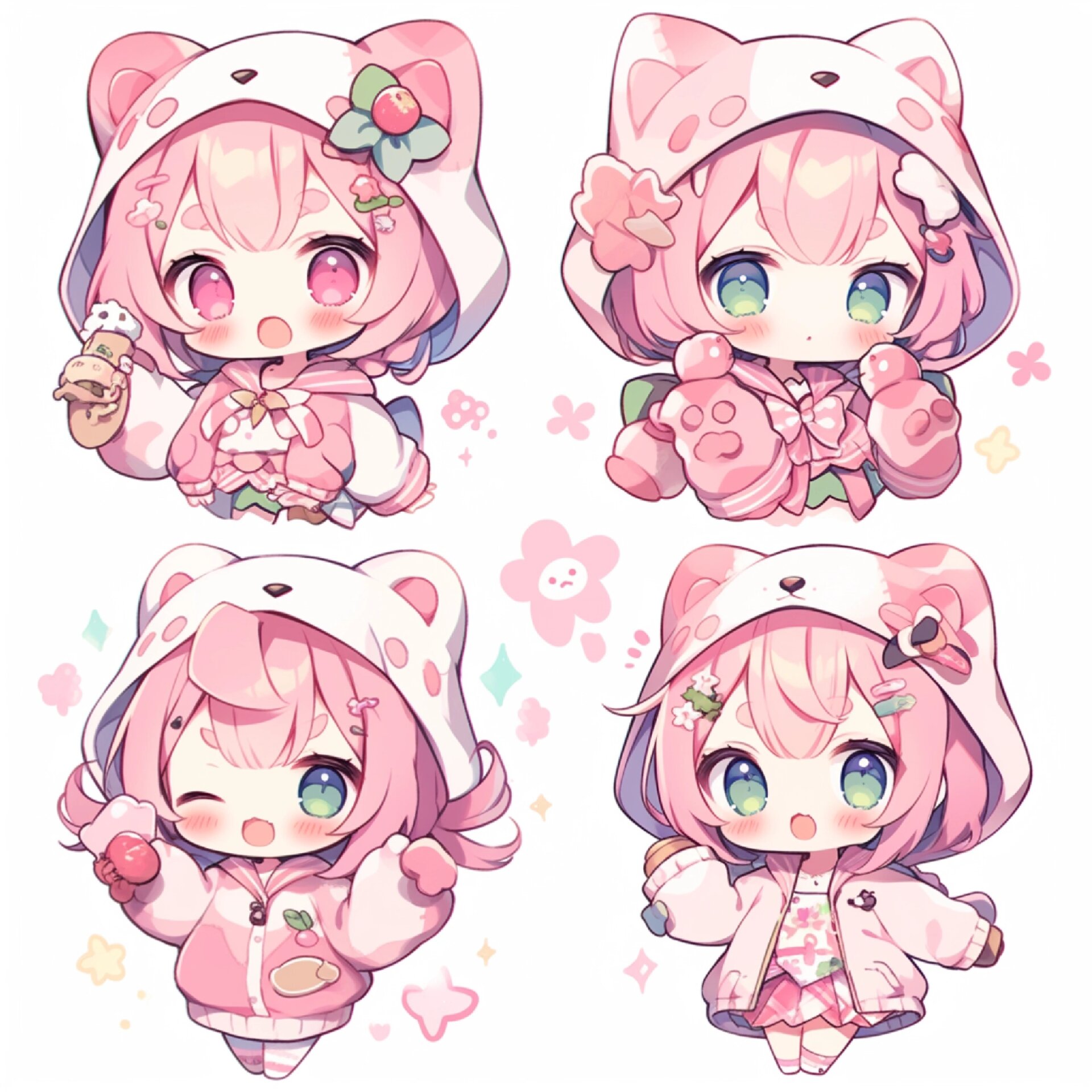 粉色q版可爱贴纸人物之118