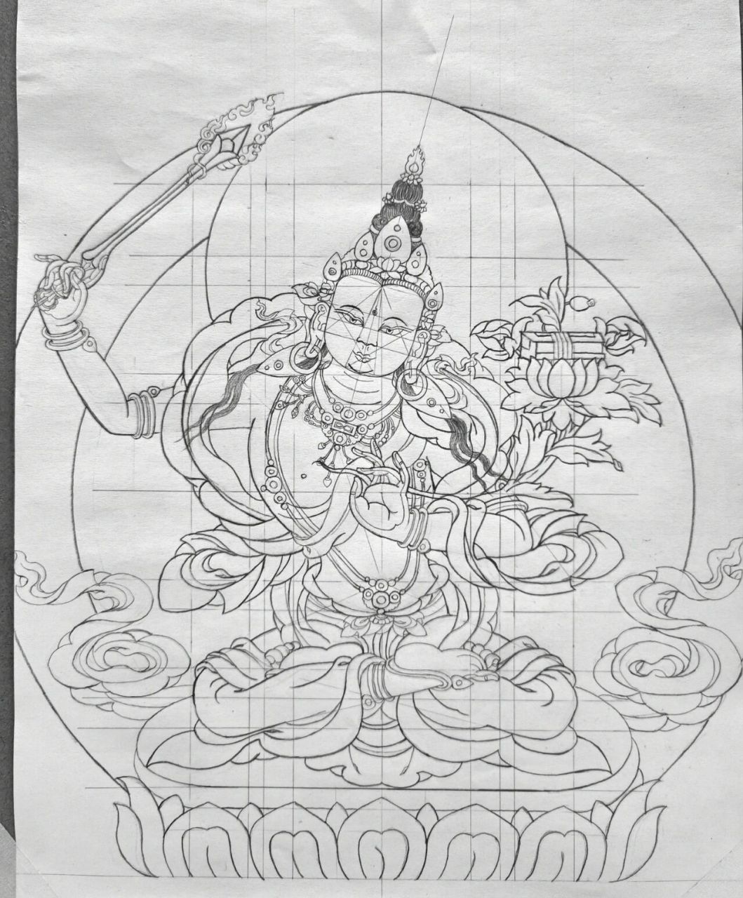 唐卡线稿,文殊菩萨    终于完成了05