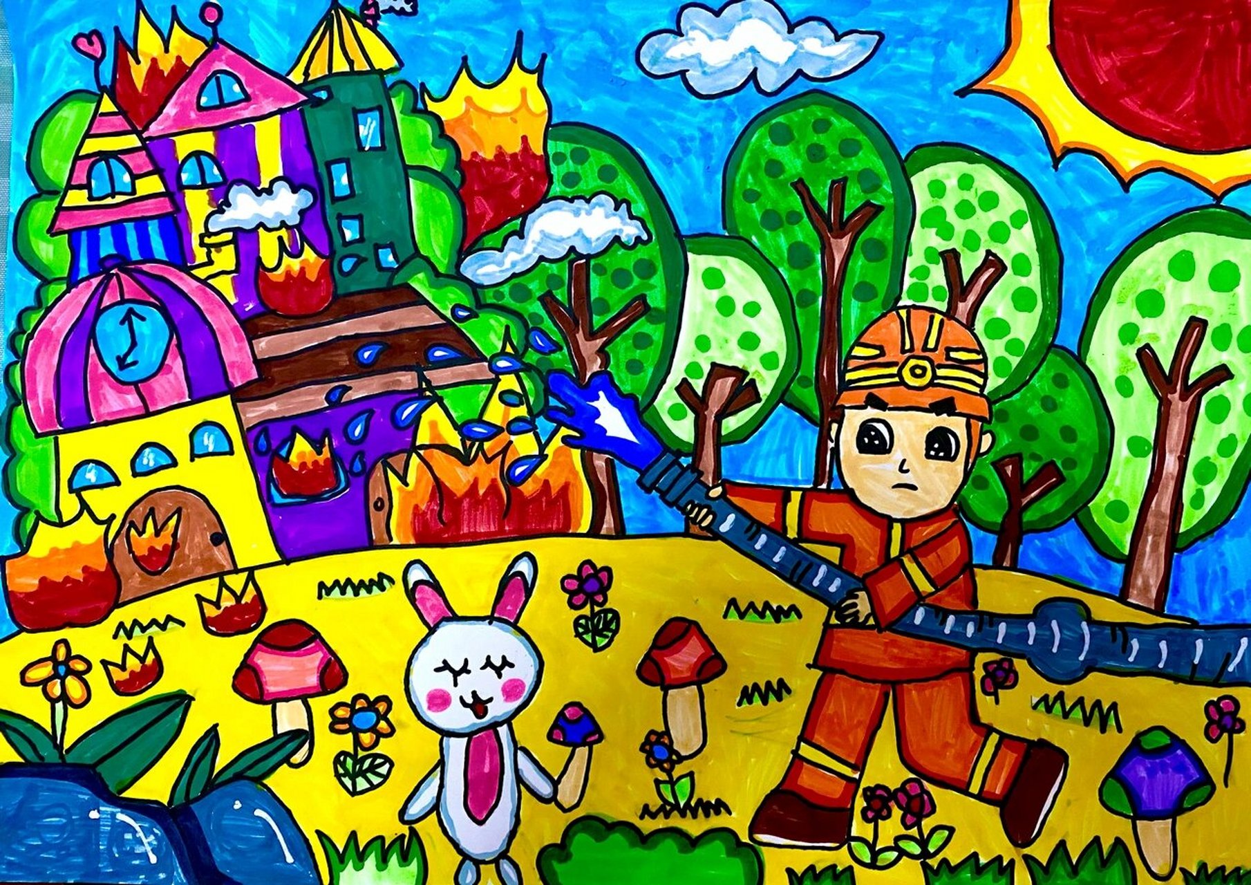消防员绘画