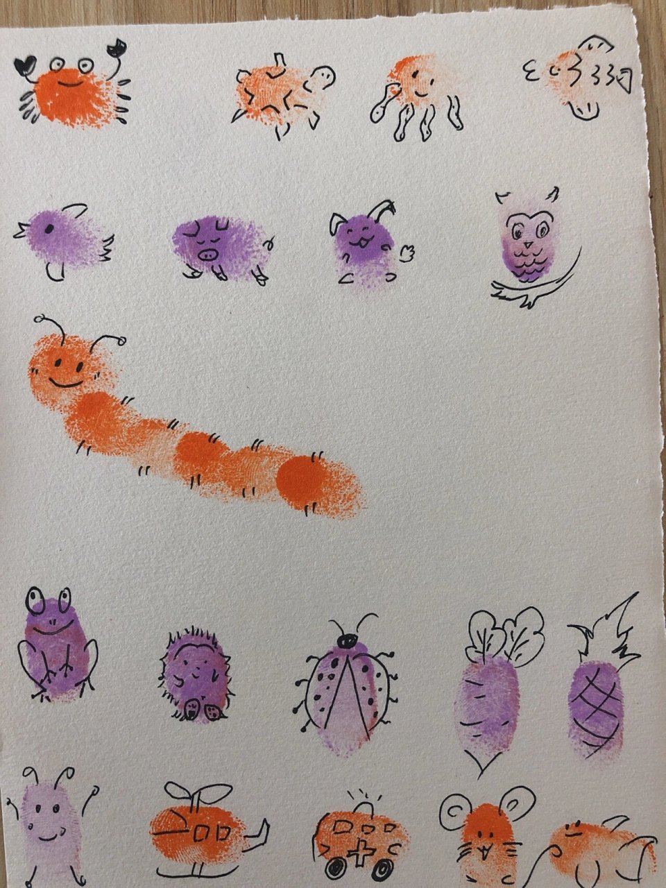 指纹画   《手指变变变》 1根手指 1根手指  点  点 点点点 2根手指 2