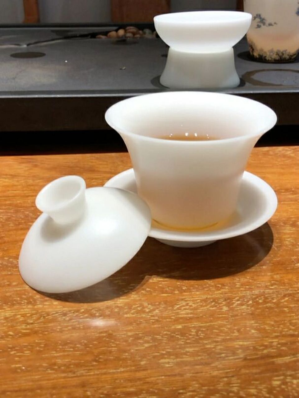 顶级羊脂玉素烧白瓷三才盖碗冰雪玉瓷 白瓷马蹄茶碗 功夫茶具套装盖碗