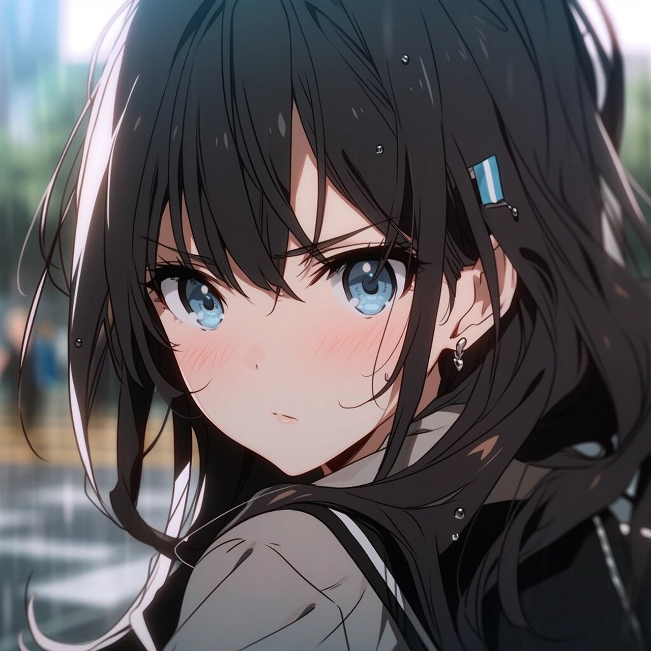 单马尾动漫女子高中生头像