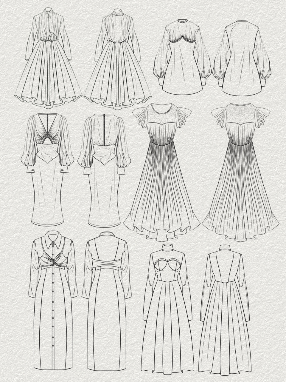 服装设计 | 手绘 | 连衣裙的画法(1) 工具:ipad77pencil 软件:pro