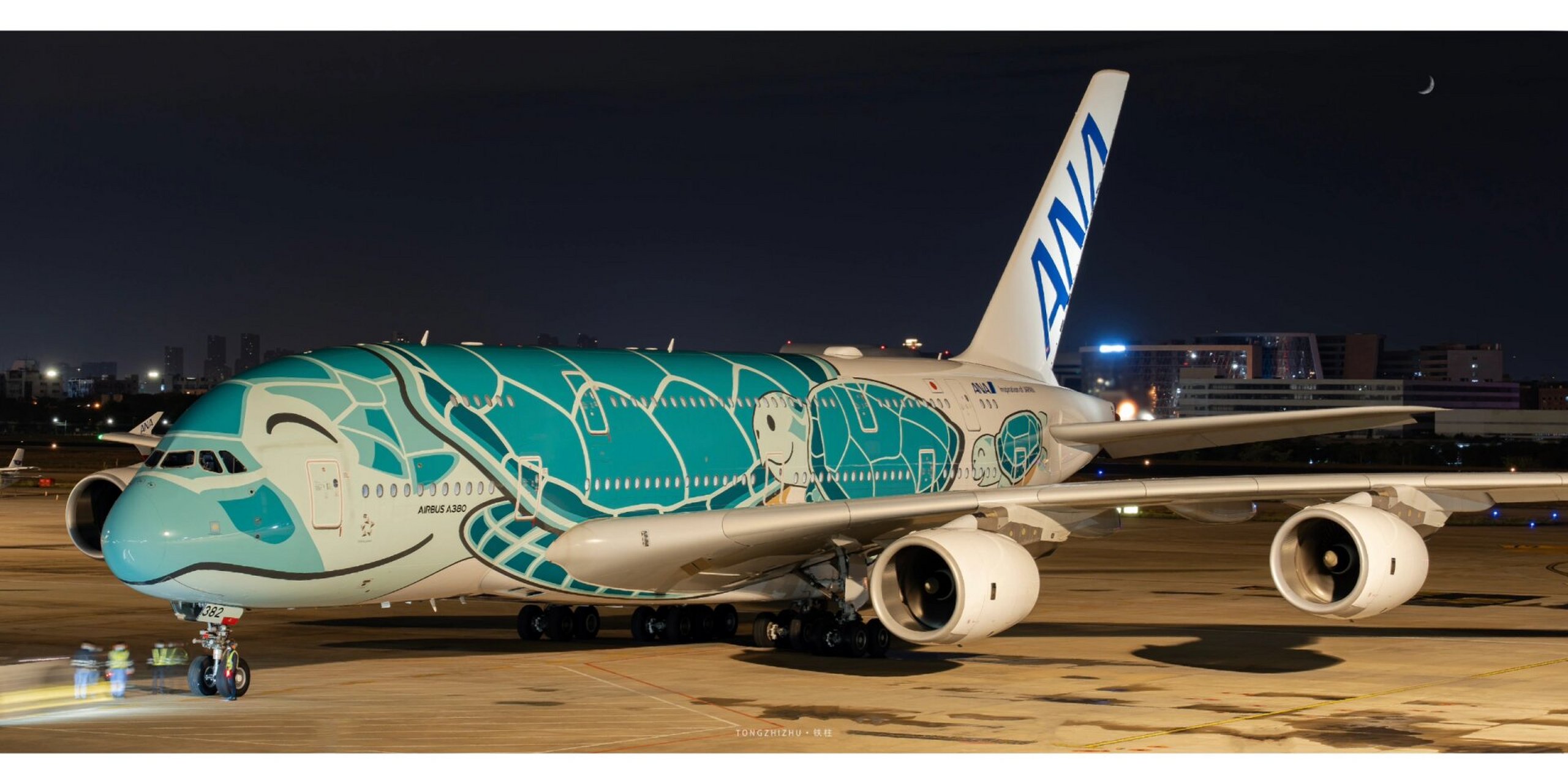 在厦门偶遇,全日空ana绿色"大海龟"98 蓝色"大海龟