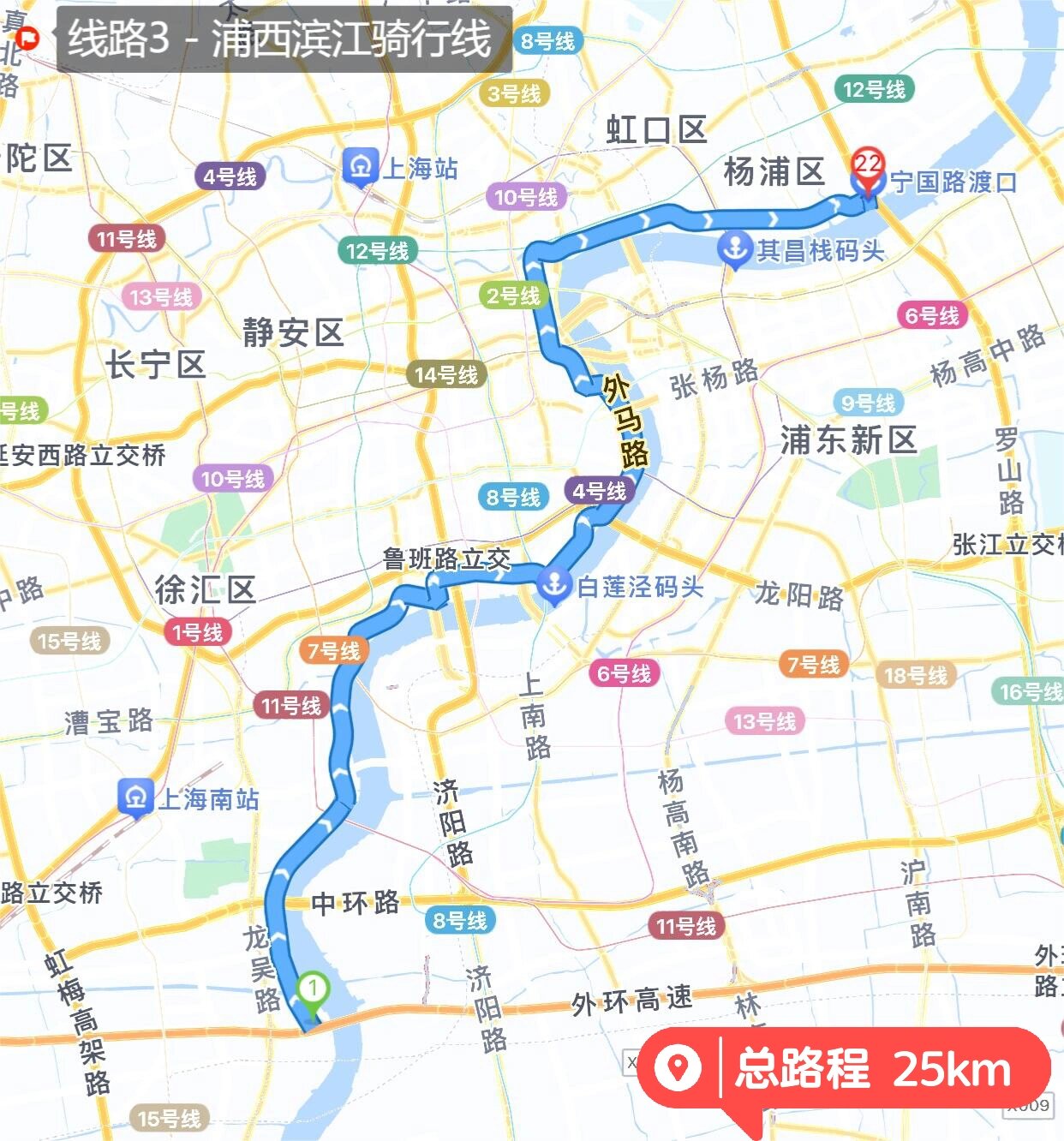 浦西滨江骑行路线图片