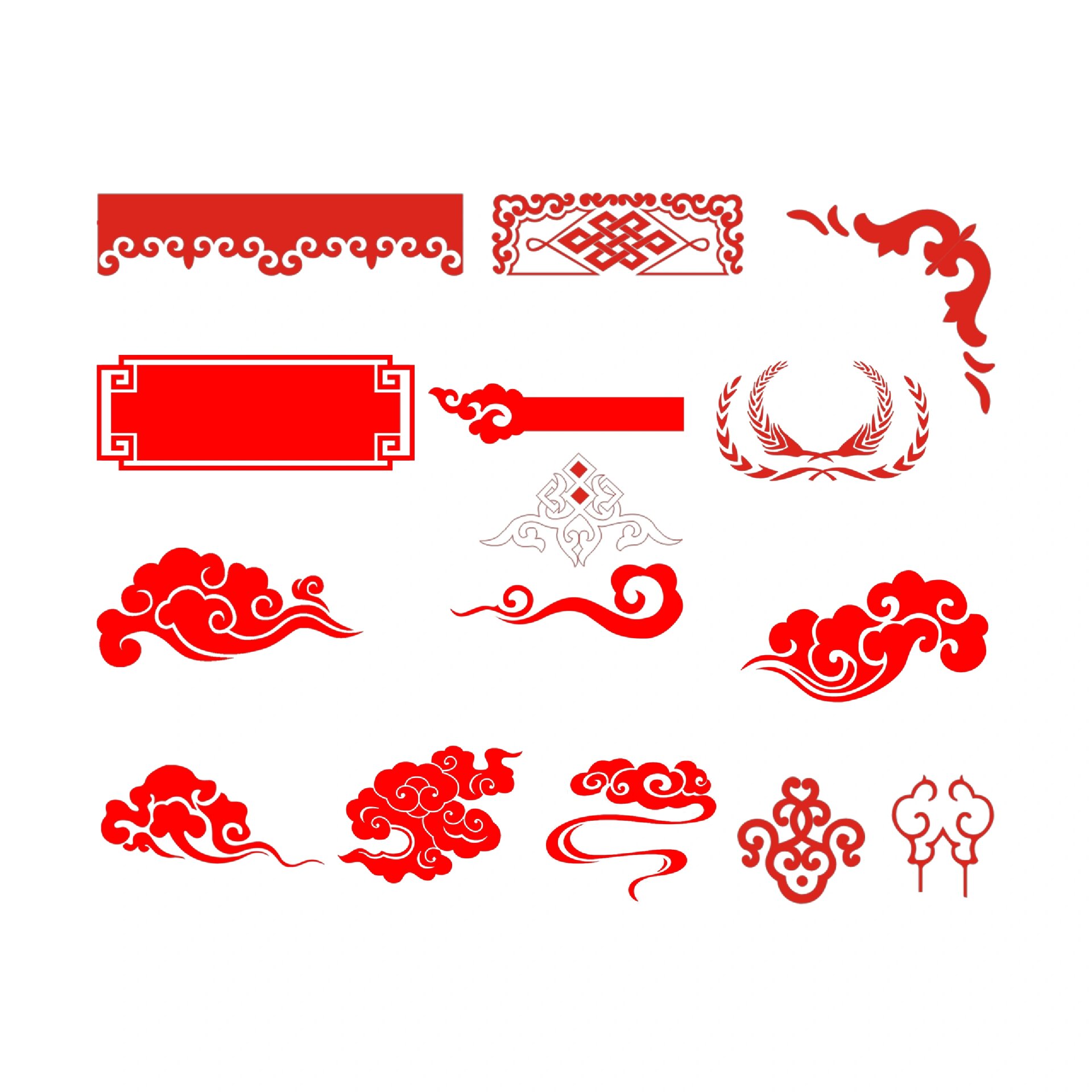 红色祥云素材边框来啦 在我国历史传统的祥瑞纹样,云纹绝对是最具代表