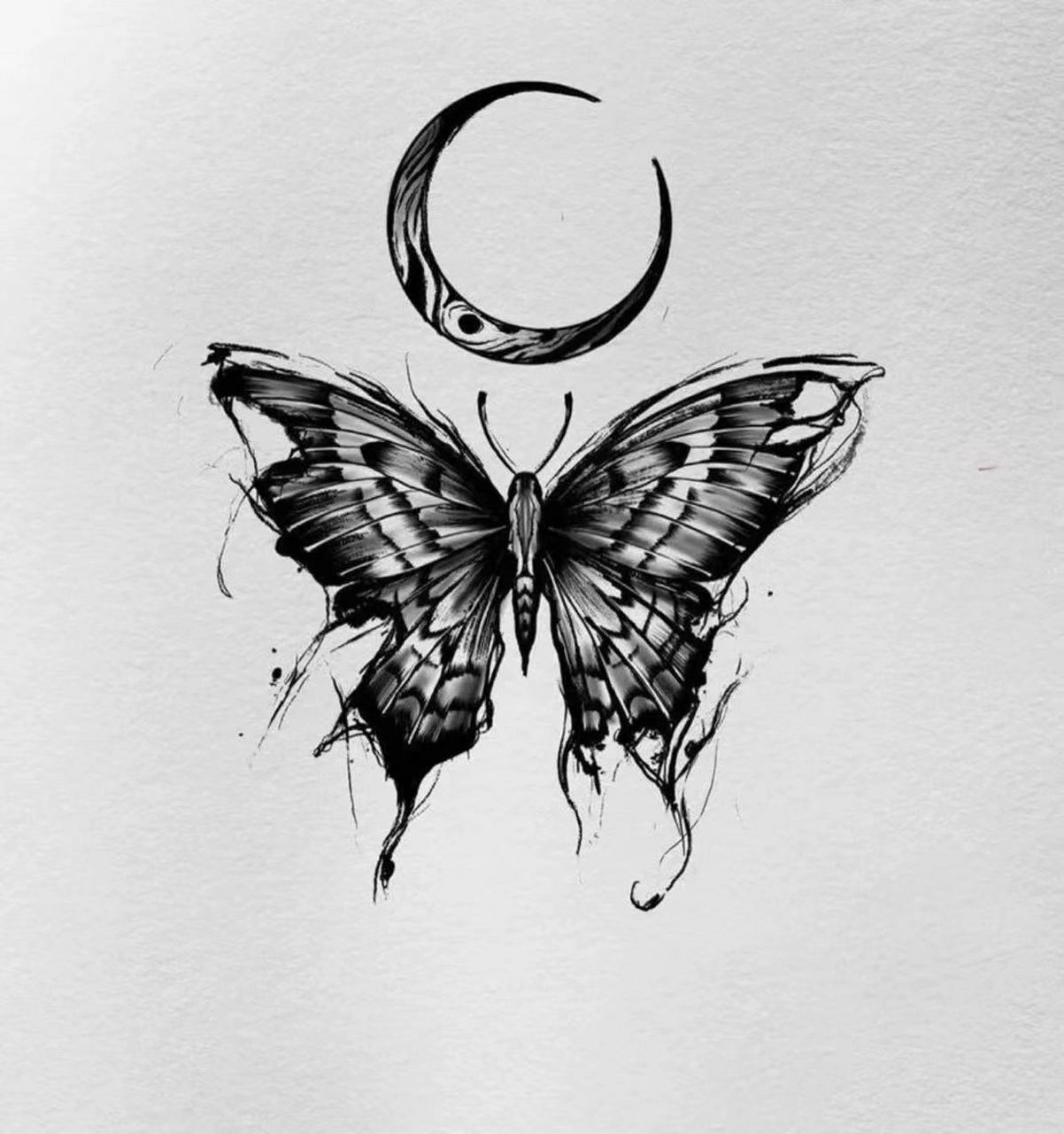 海娜纹身手绘图案分享|蝴蝶03 这种适合大面积画的蝴蝶 画在肩膀上