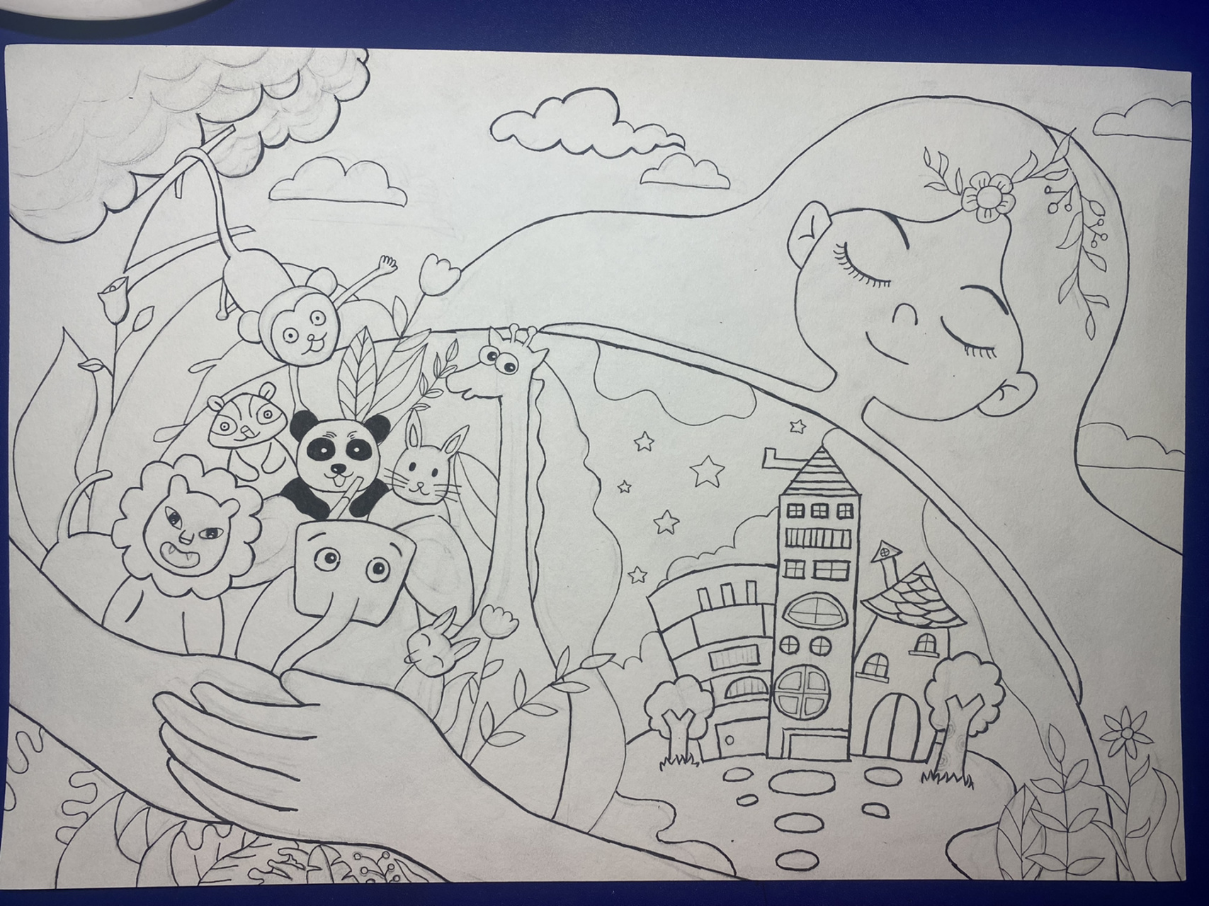 幼儿园绘画《梦想家园》 画完感觉自己马克笔颜色太少,有重新买全套