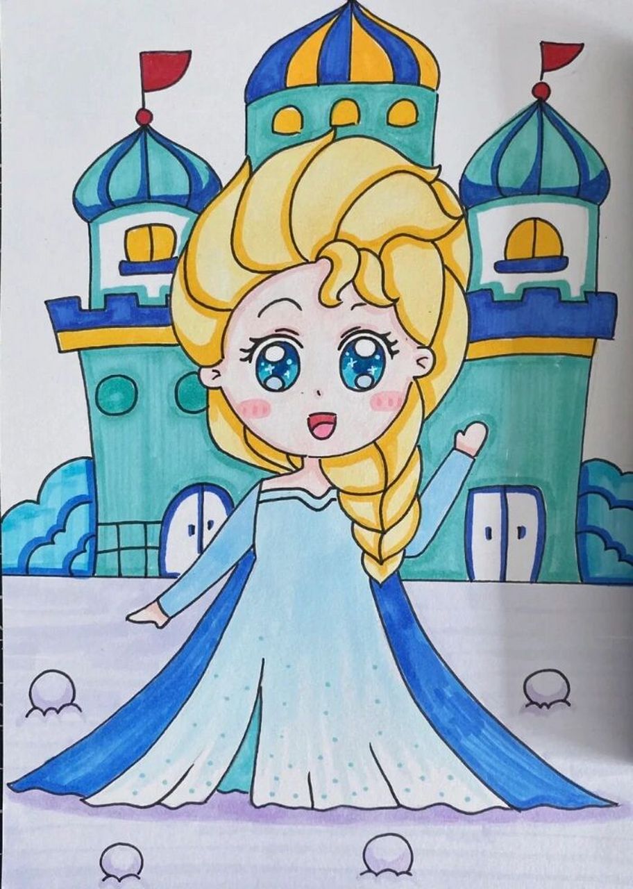 艾莎公主儿童创意画 卡通画 人物 冰雪奇缘