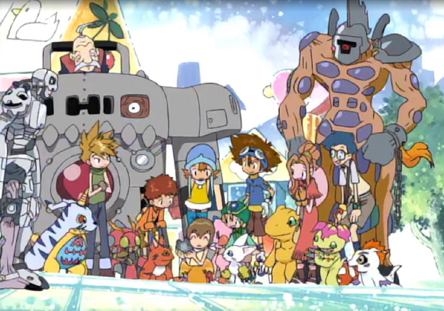 数码宝贝最后的合影 八个孩子们离别前最后的合影纪念,可爱温暖