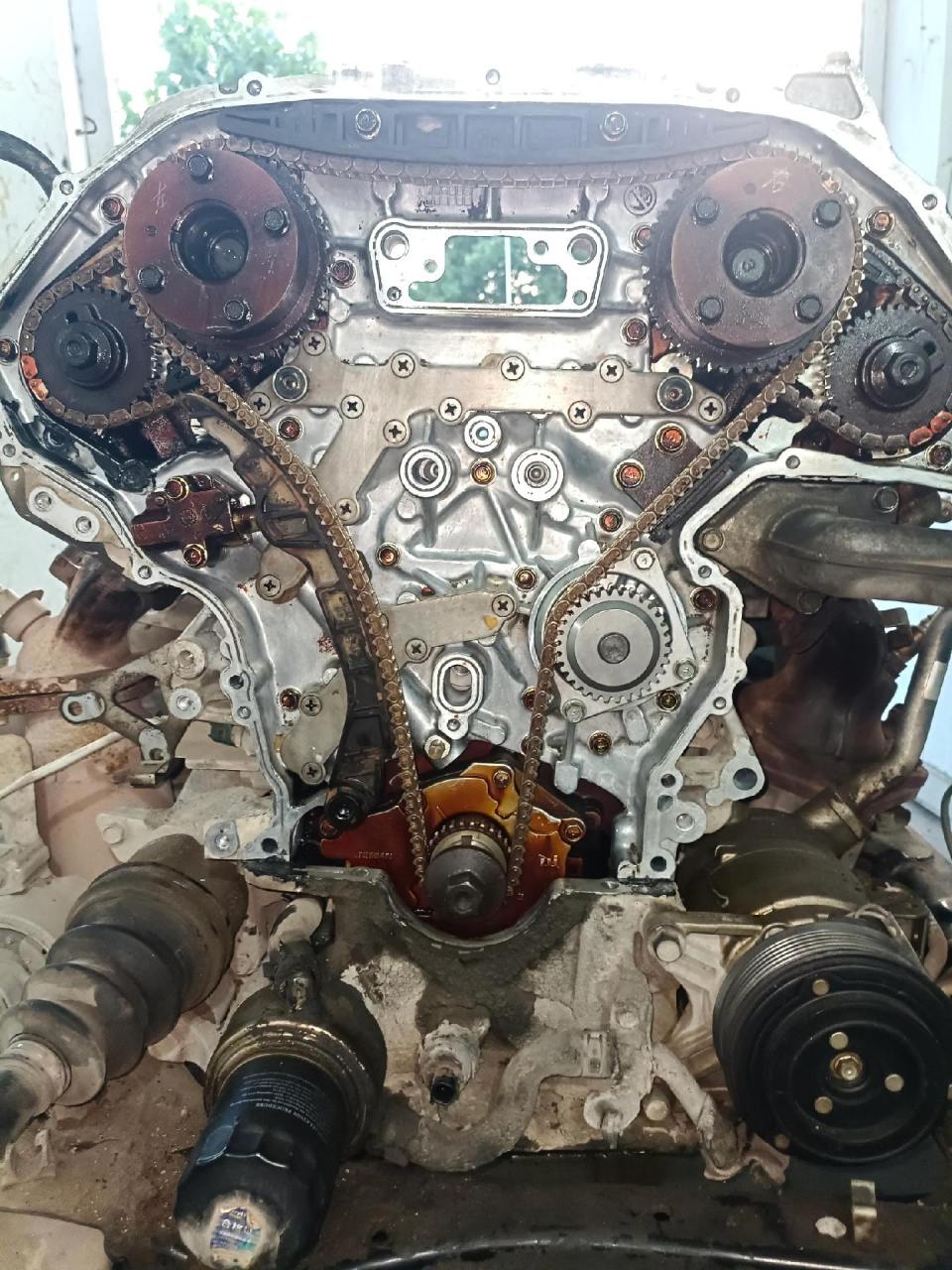 天籁2.5v6发动机正时链条正确安装方法