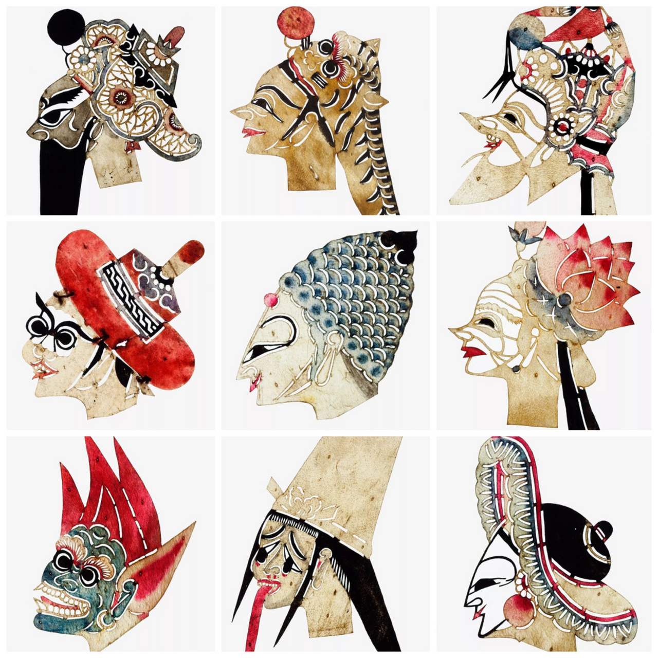 这组中国皮影头茬, 由美国明尼阿波利斯博物馆收藏.