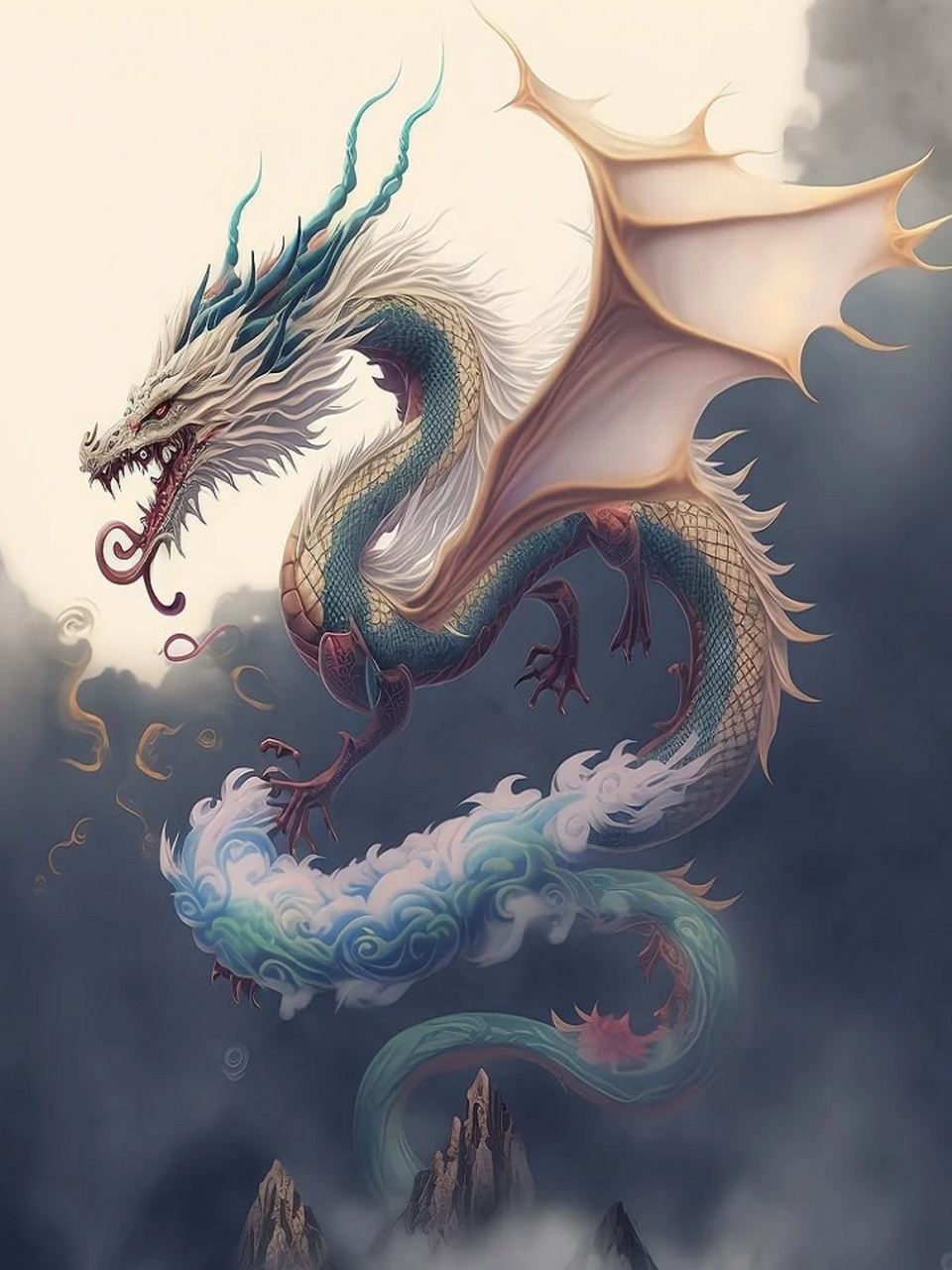 应龙图片 《山海经》神兽之-应龙,是唯一长翅膀的中国龙.