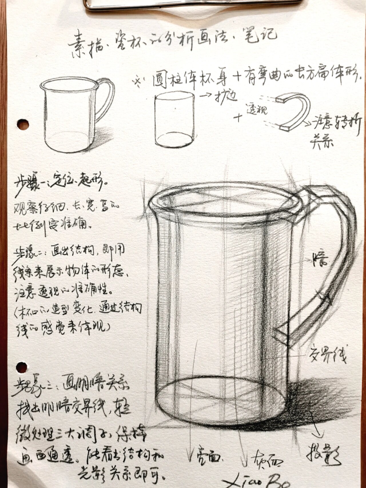 素描杯子立体图片