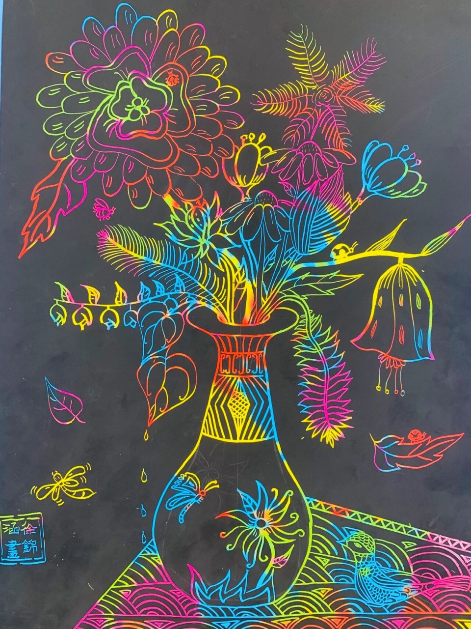 创意刮画——花与花瓶 创意刮画——花与花瓶