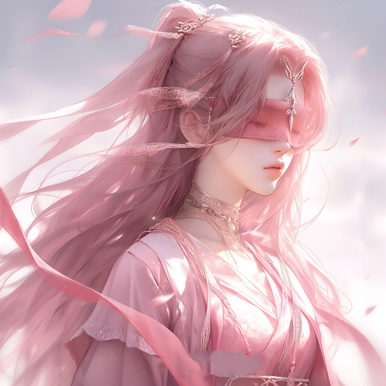 蒙眼小姐姐,粉色系一战封神!▏女生头像