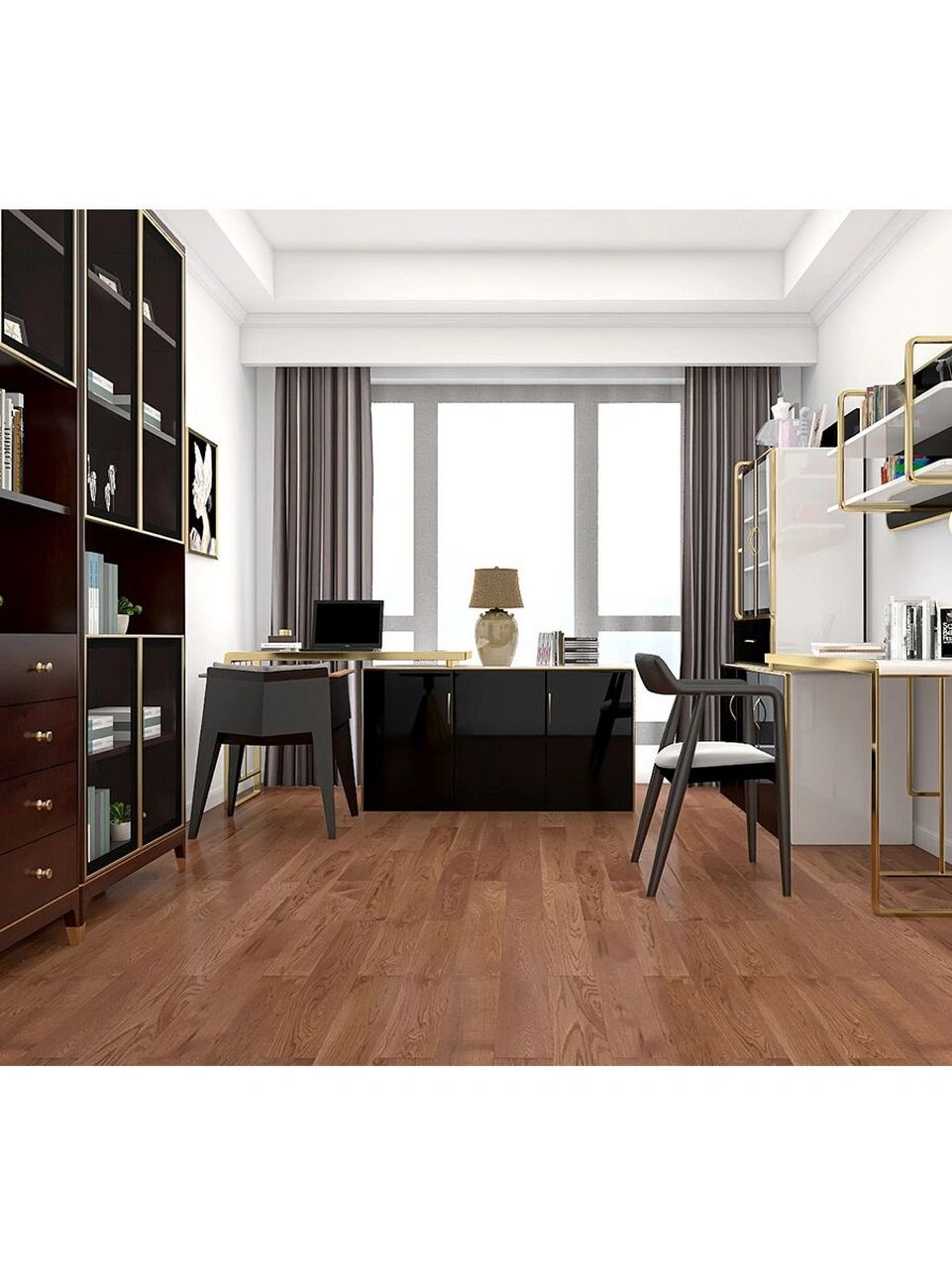 深咖色地板是轻奢风装修常见的搭配 小户型可以尝试把地板从阳