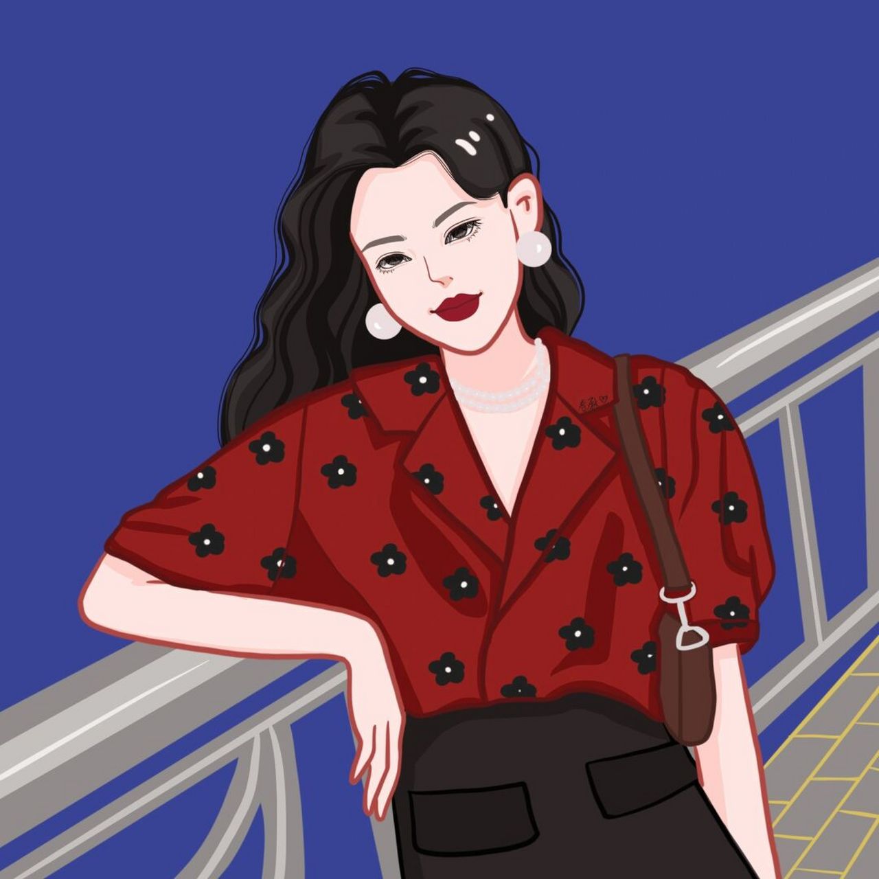 插画 | 头像 | 港风复古穿花衬衫的小仙女 今天是母亲节,祝天下母亲