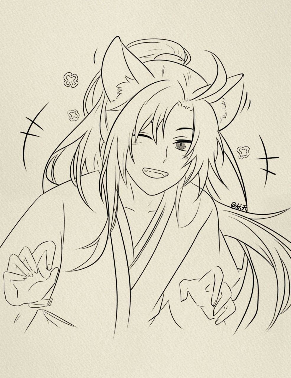 魏无羡简笔画 可爱的猫耳羡羡