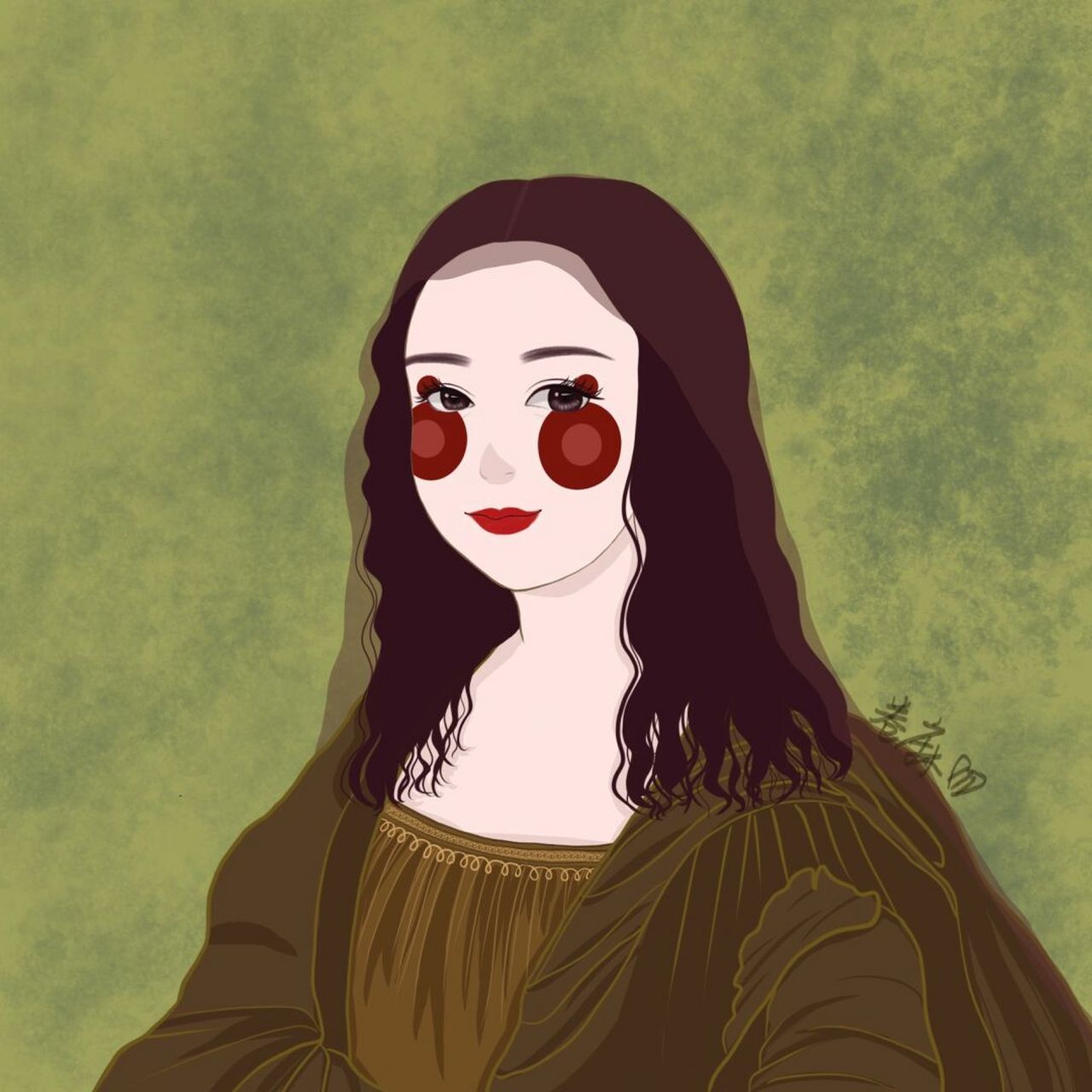 插画头像 | 名画转插画 | 化了妆的蒙娜丽莎 先来张  蒙娜丽莎,接下来