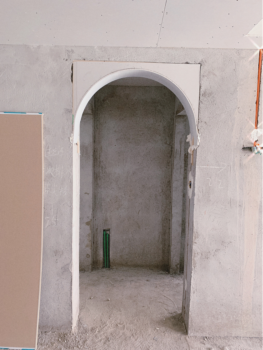 石膏板拱门造型效果图拱形门造型木工施工半圆石膏板石膏拱形门包边