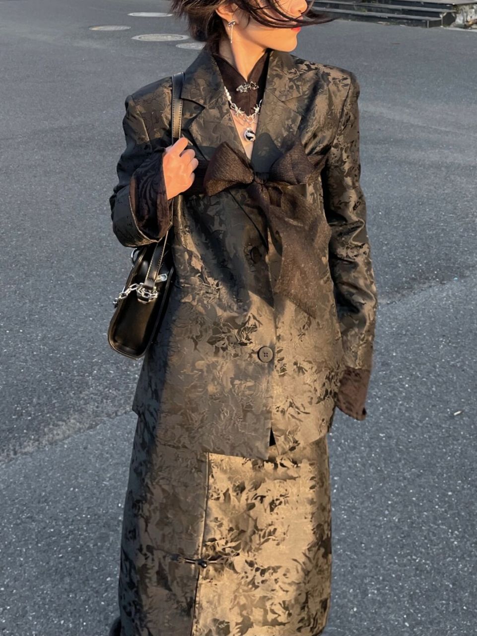 ootd 昭和年代 东京少女7315夕阳下的提花好美 和风感的衣服 和