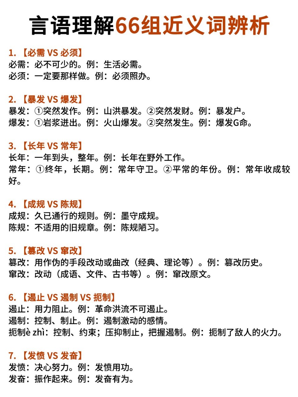 行测言语理解66组近义词辨析97 1.必需,必须 必需:必不可少的.