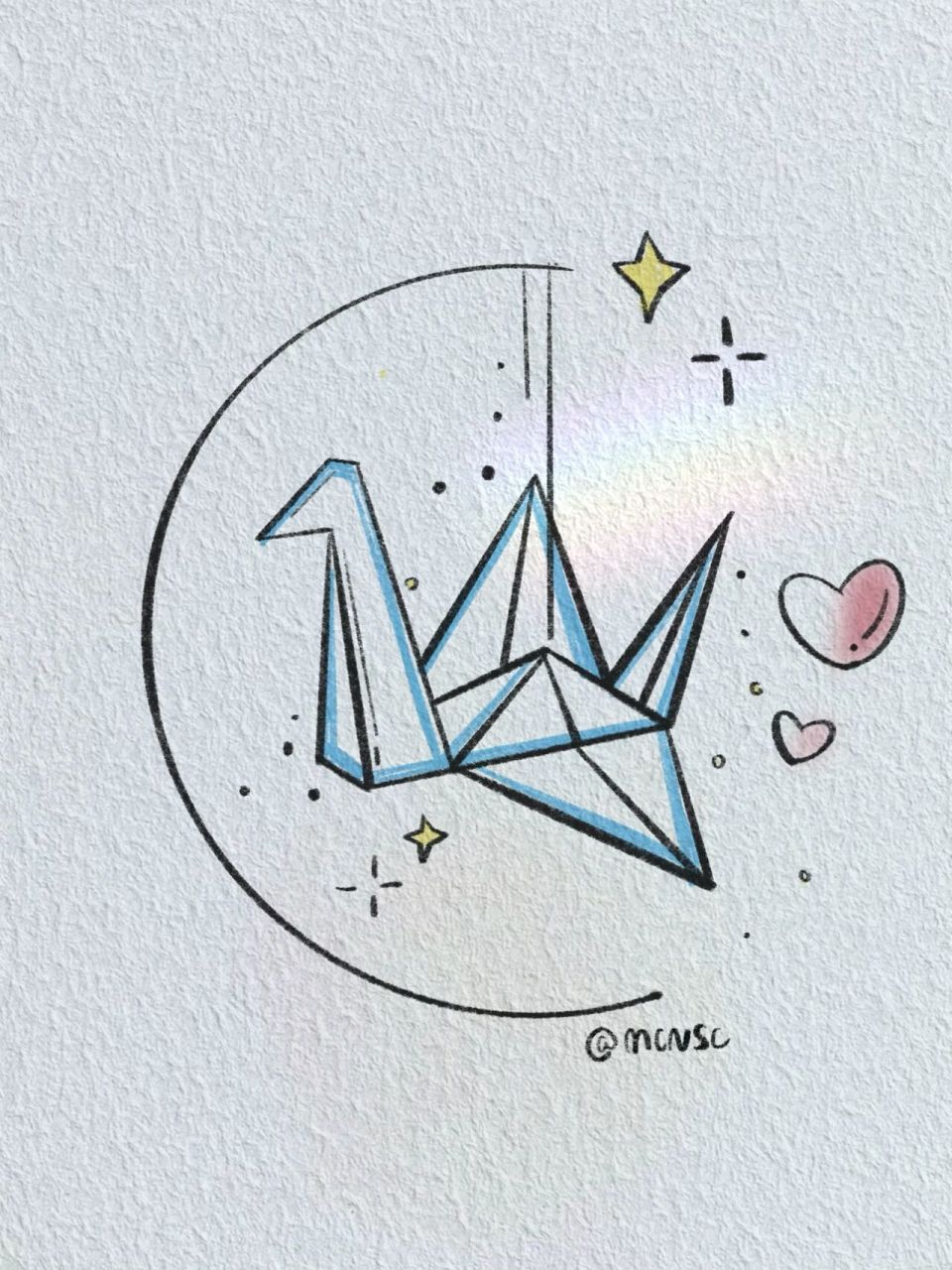 治愈系简笔画/折一千纸鹤给你 许下千纸鹤的心愿 临摹