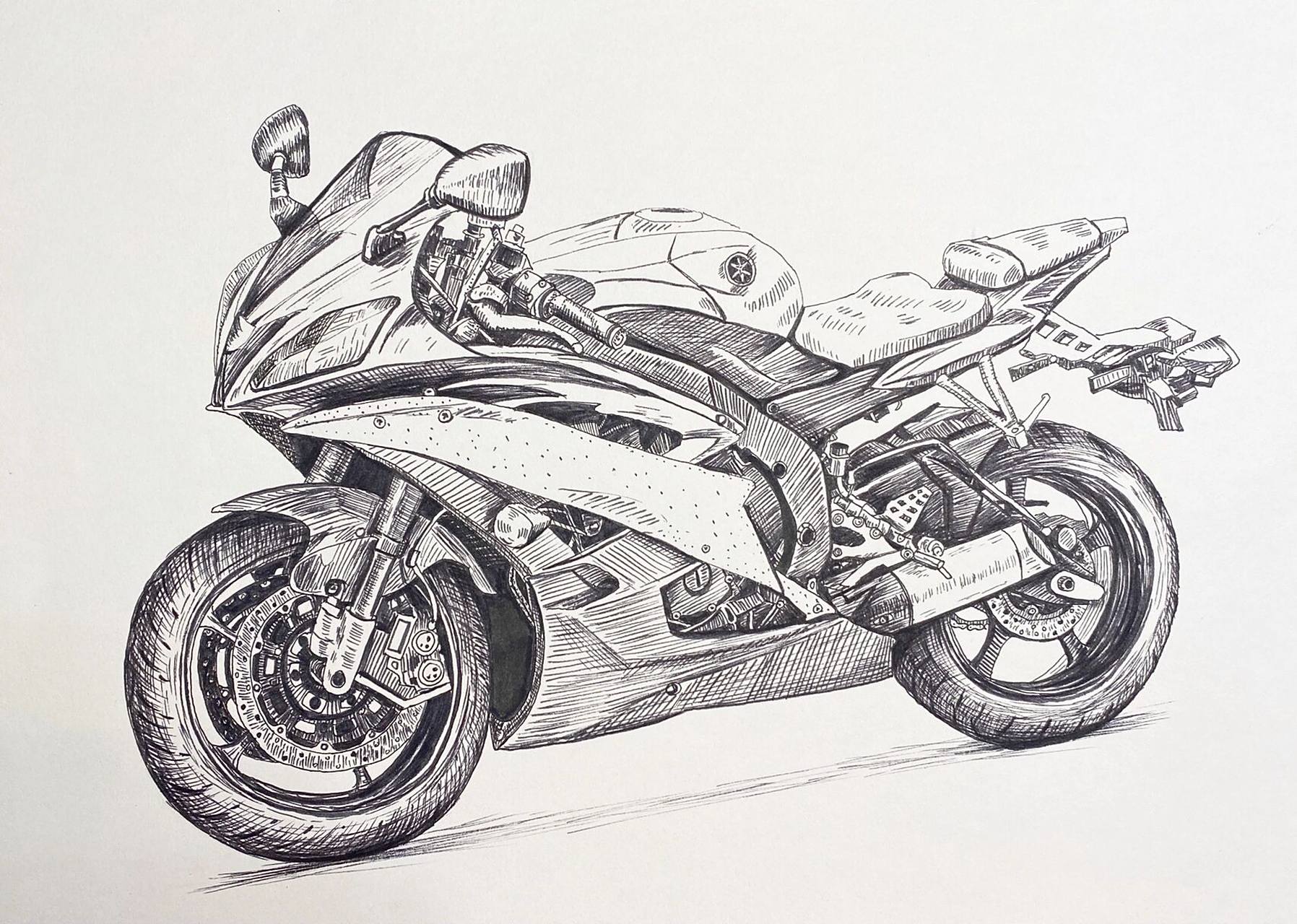 摩托车写生线描 摩托车写生线描步骤: 1,图片准备 先找一些高清的摩托