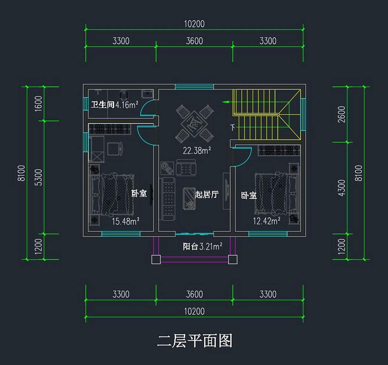 农村自建房|10.2x8.1小户型80平 🏡建筑设计 编号:dc0752 层数:两层