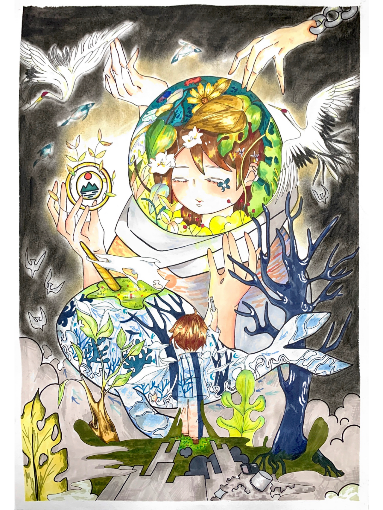 创意美术环保主题获奖作品99同一个地球