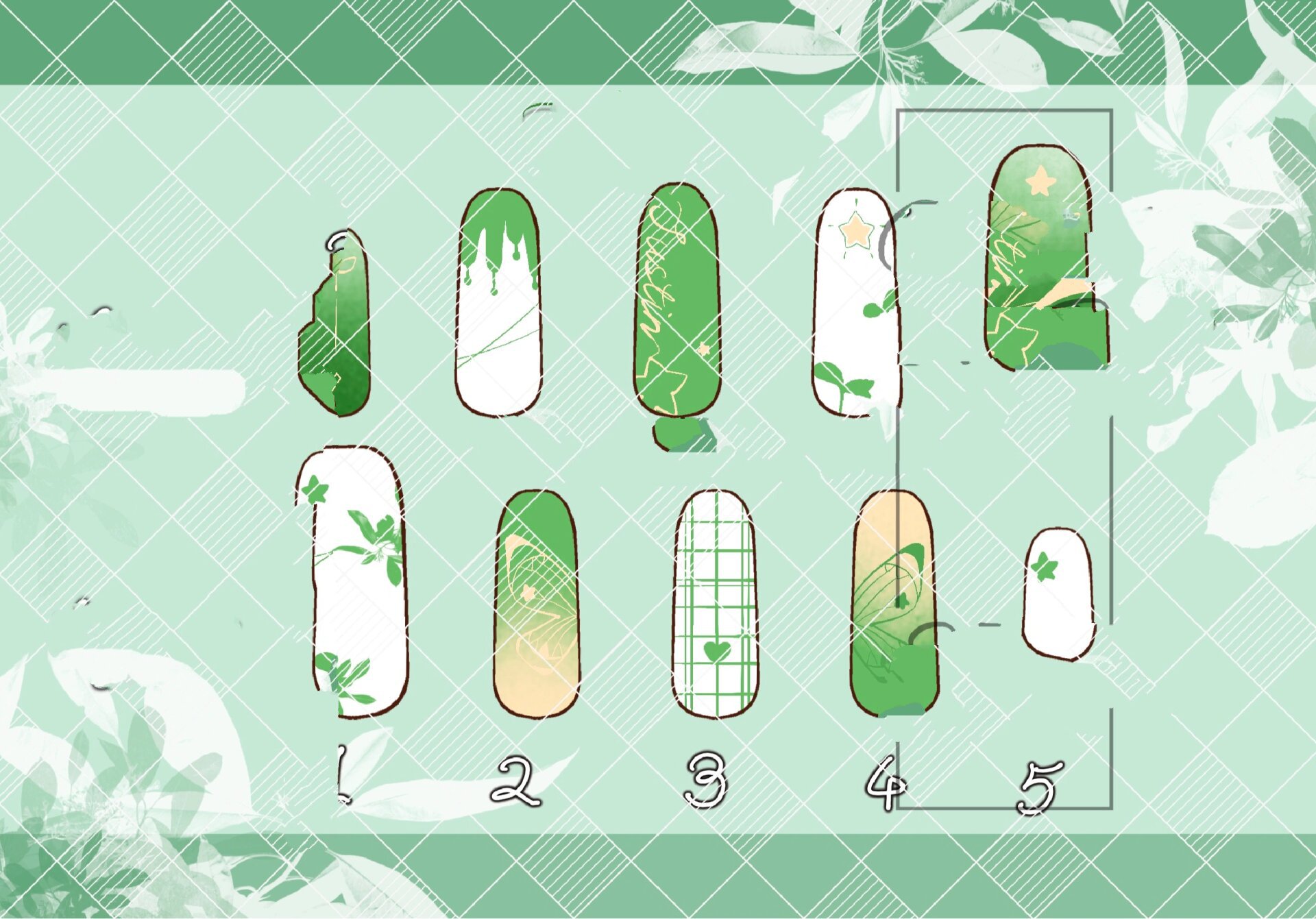 客单展示|若芽绿justin主题美甲设计稿97