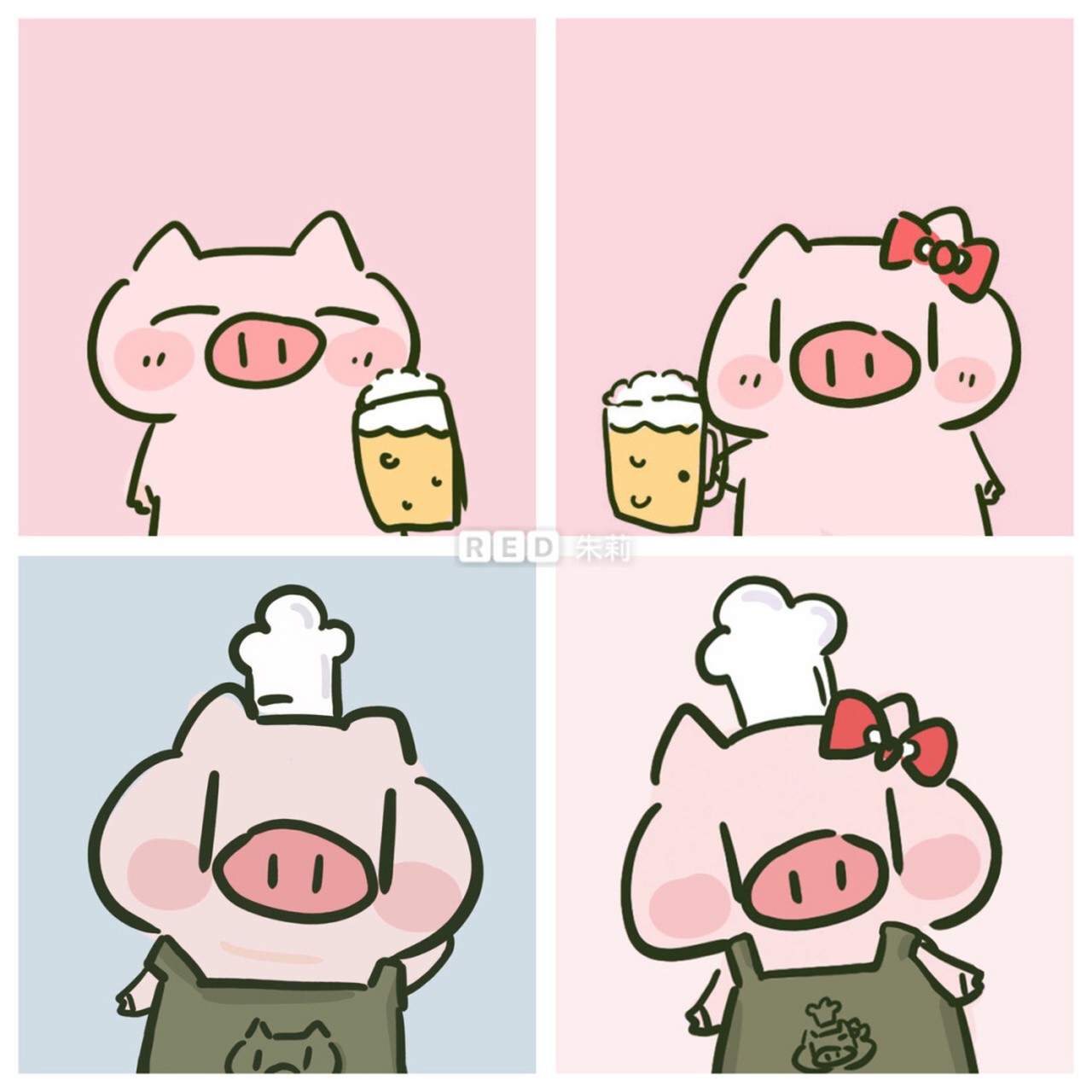 猪猪情侣头像 可爱图片