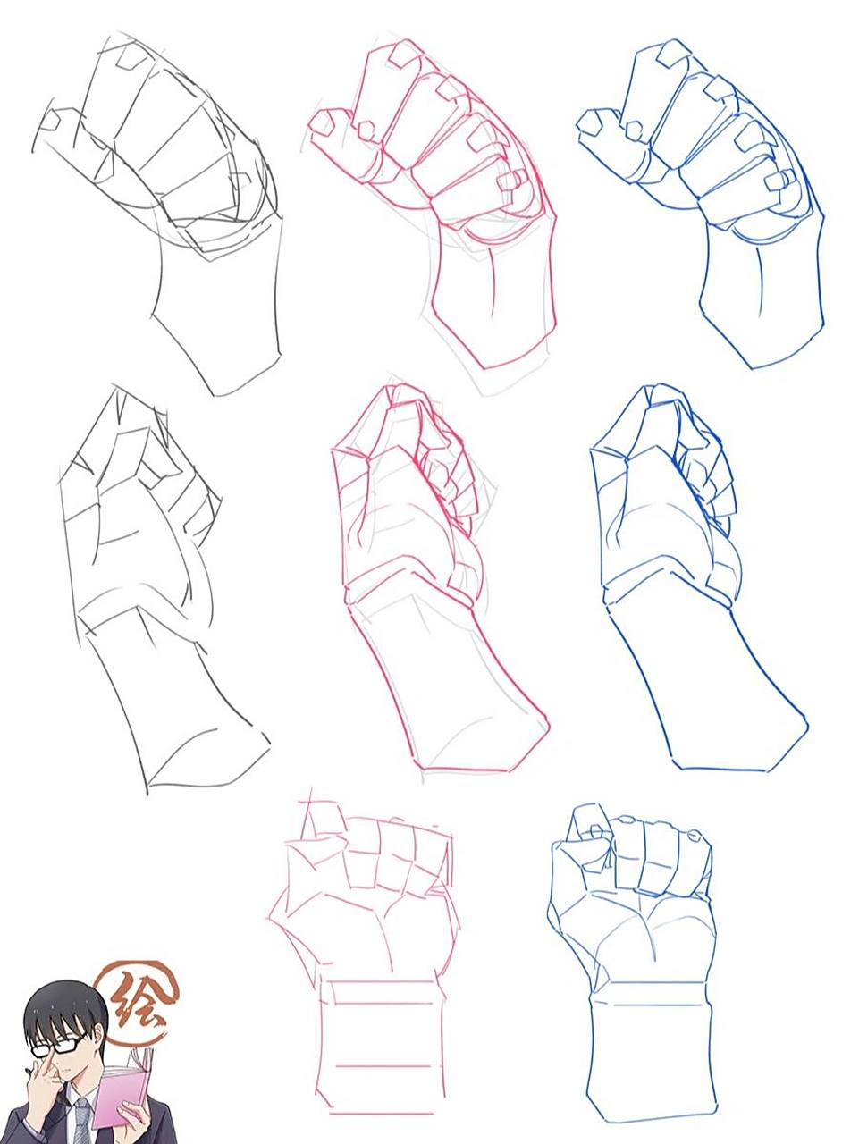 人体临摹(9/100)手部握拳姿势练习 今天继续练手 临摹的是春哥 的